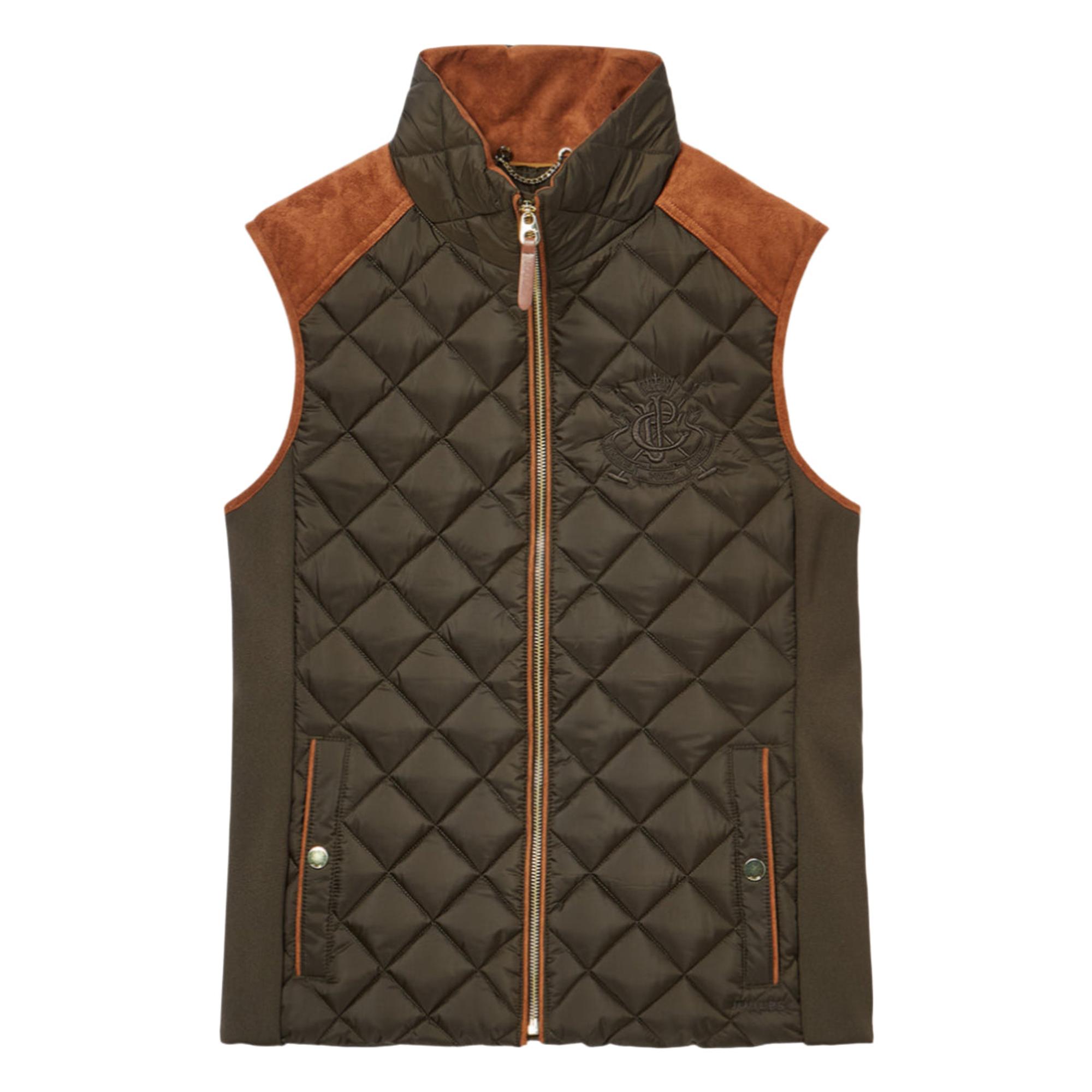 Product image 1 of 9 of Joules Women's Braemar Luxe Showerproof Diamond Quilted Gilet - Green