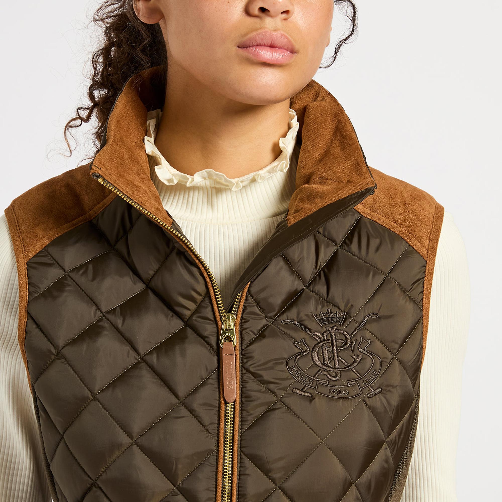 Product image 5 of 9 of Joules Women's Braemar Luxe Showerproof Diamond Quilted Gilet - Green