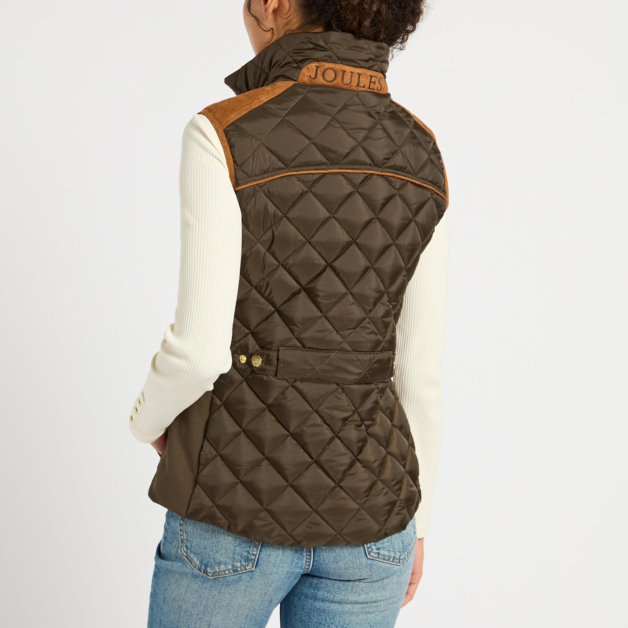 Product image 3 of 9 of Joules Women's Braemar Luxe Showerproof Diamond Quilted Gilet - Green