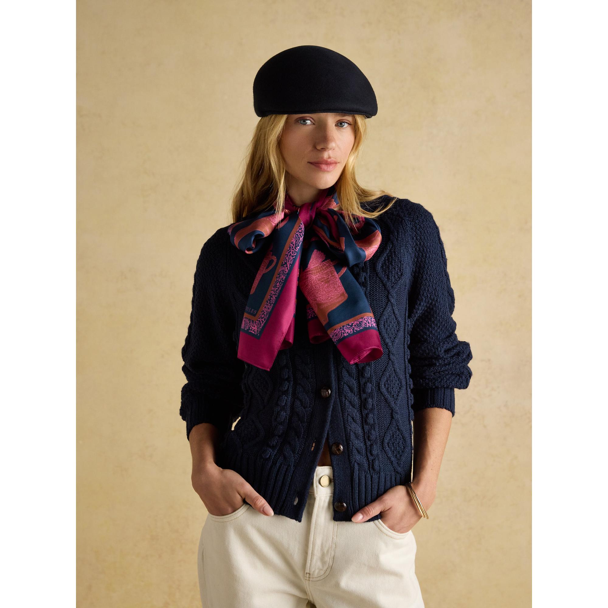 Product image 4 of 8 of Joules Women's Windsor Long Silk Scarf - Navy