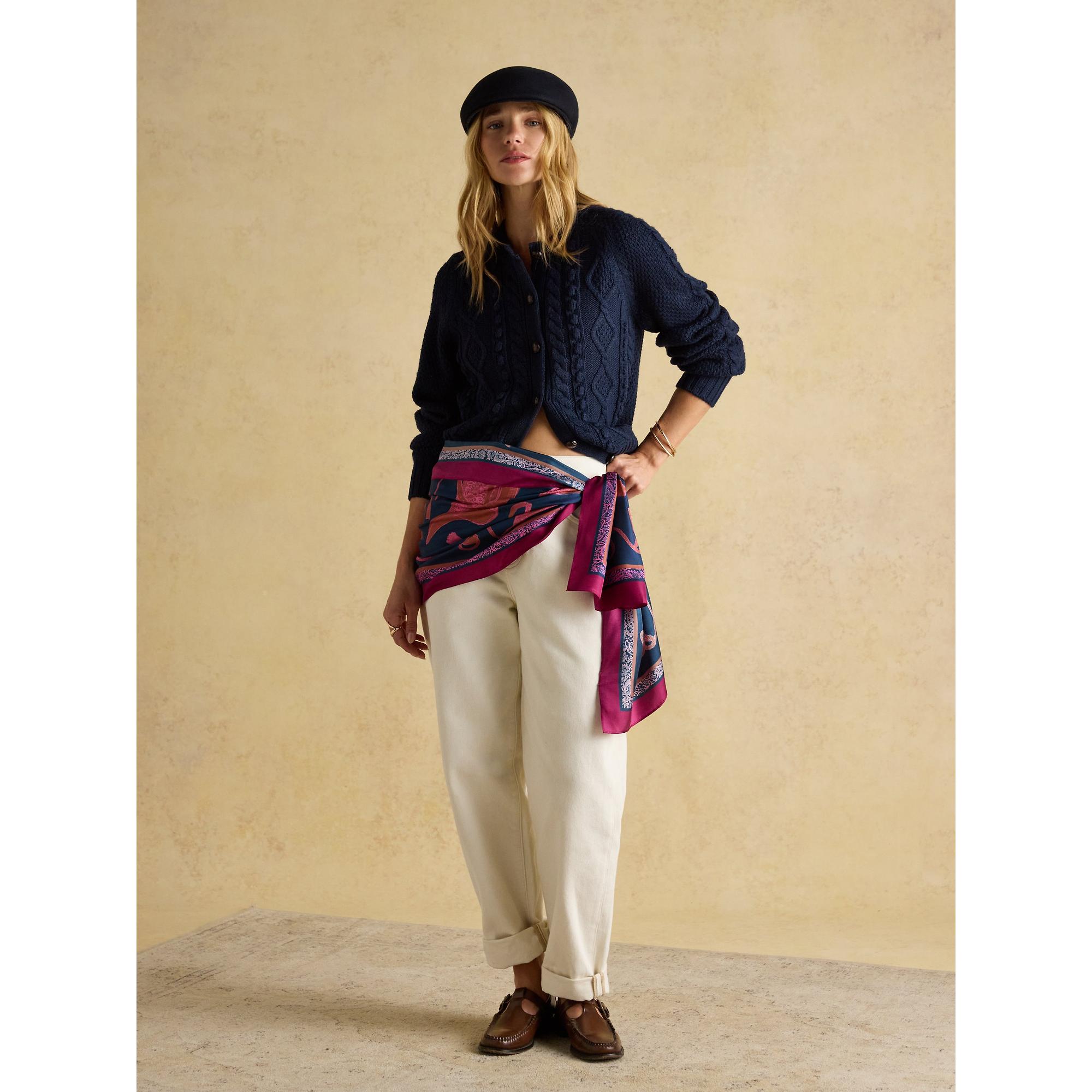 Product image 6 of 8 of Joules Women's Windsor Long Silk Scarf - Navy