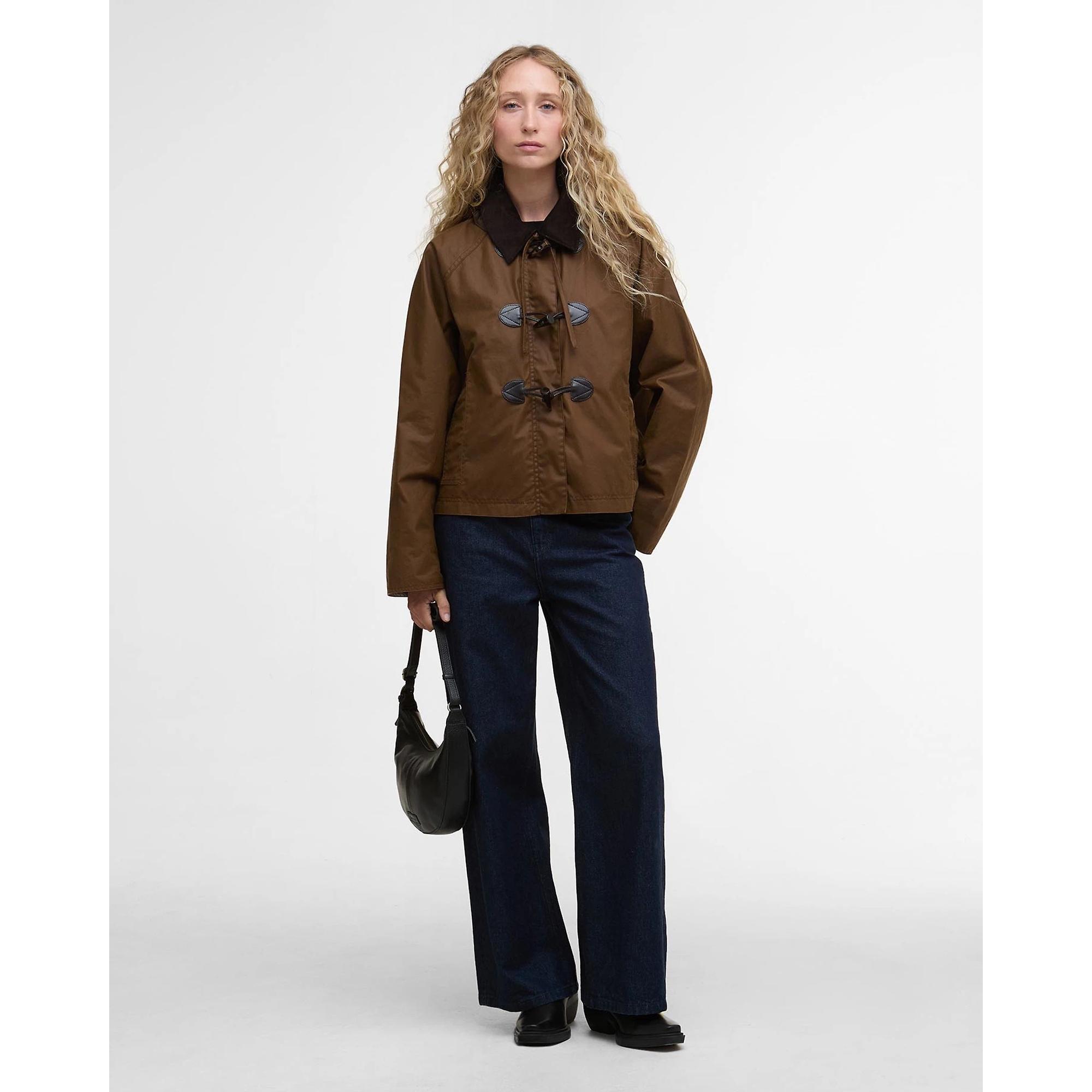 Product image 3 of 6 of Barbour Women's Myra Waxed Duffle Coat - Bark/Hessian Tartan