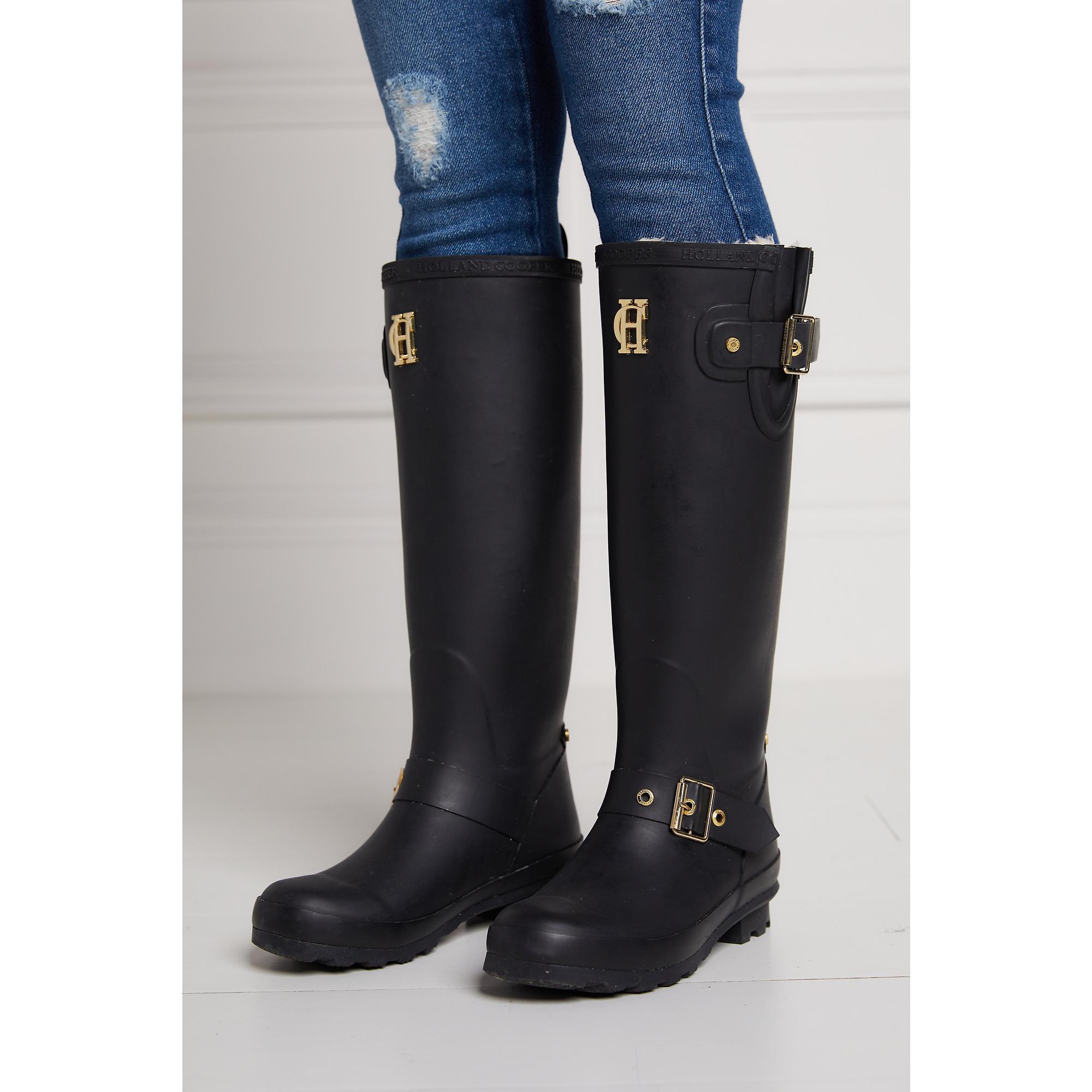 Product image 5 of 11 of Holland Cooper Women's Sherpa Lined Regency Wellingtons - Matte Black