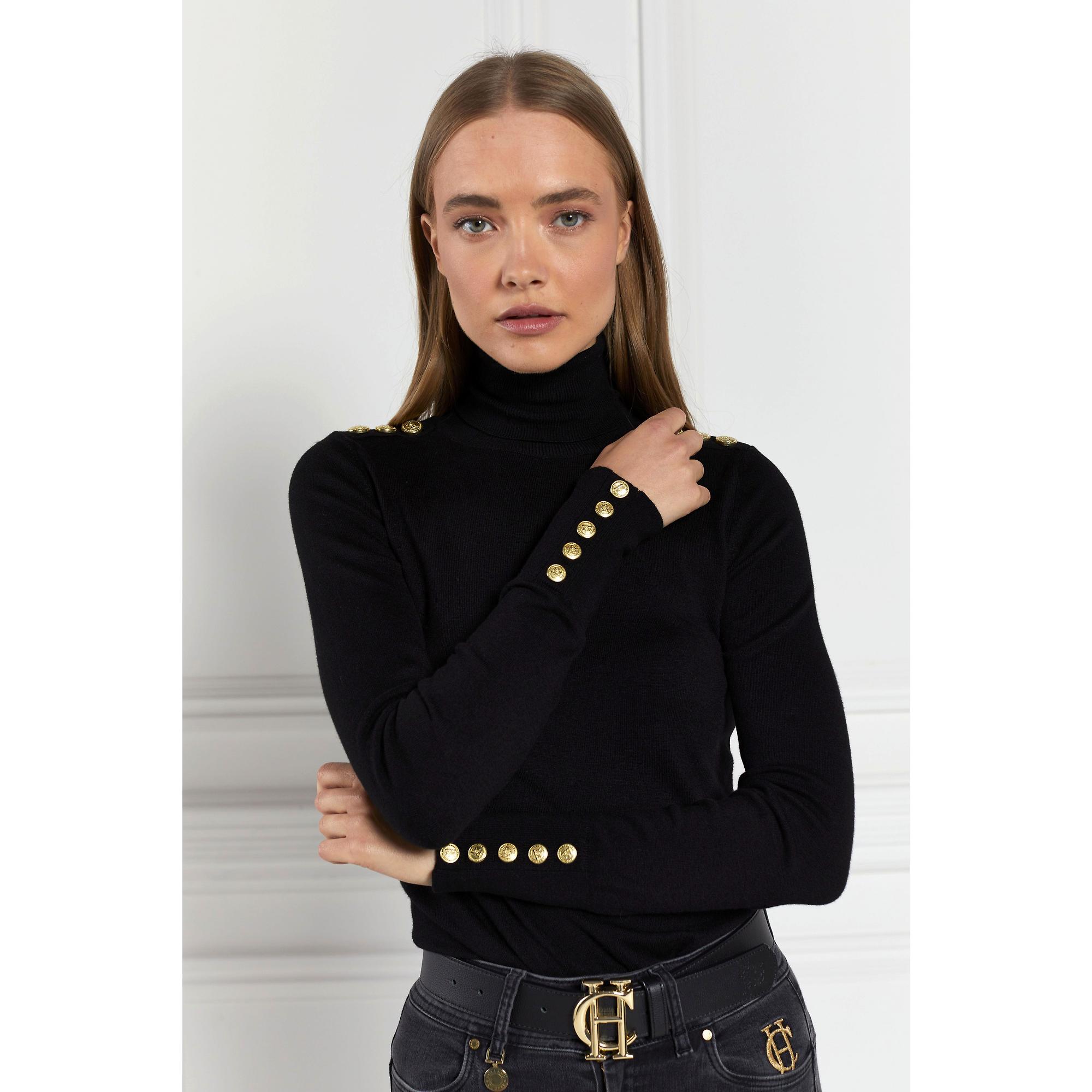 Product image 4 of 11 of Holland Cooper Women's Buttoned Knit Roll Neck - Black