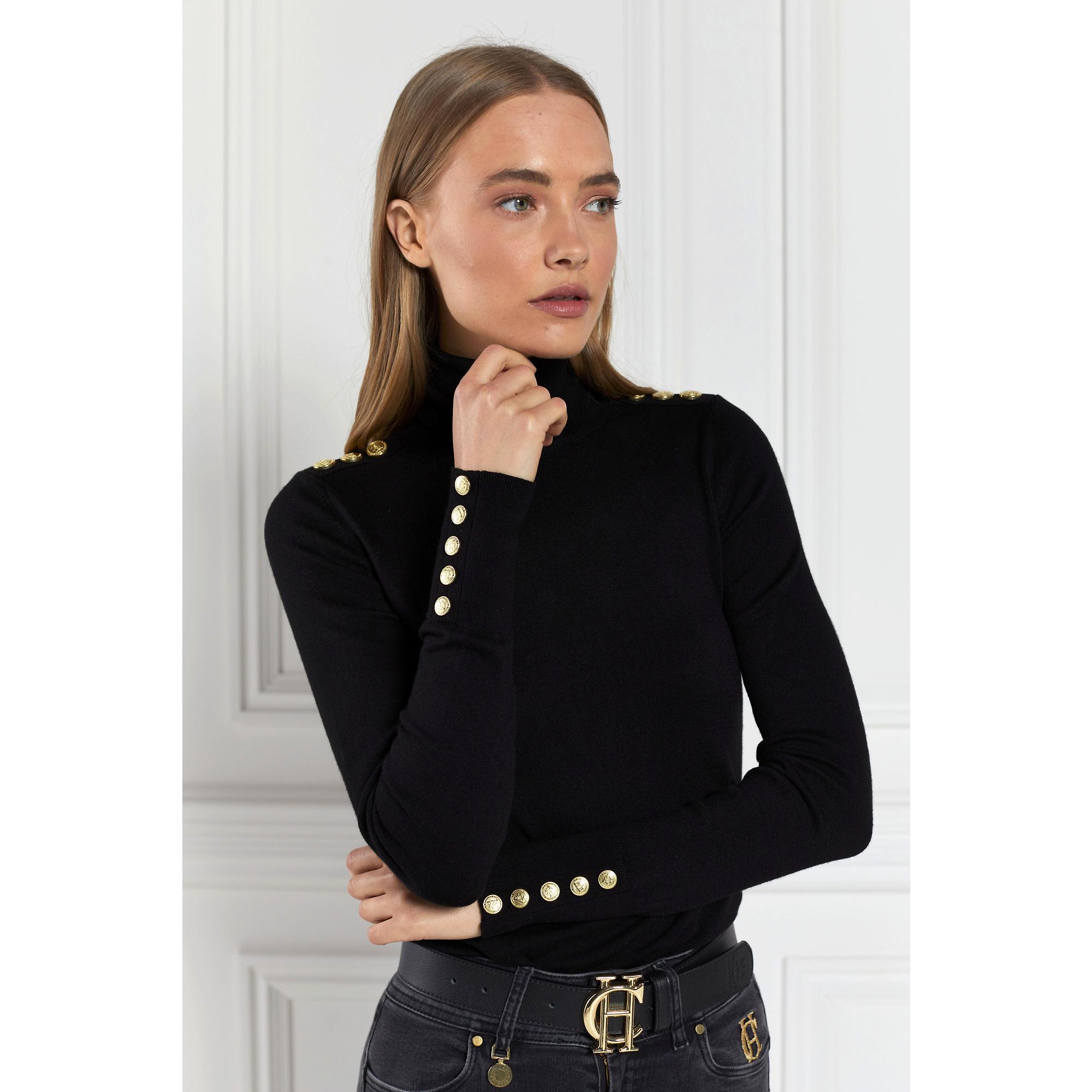 Product image 9 of 11 of Holland Cooper Women's Buttoned Knit Roll Neck - Black