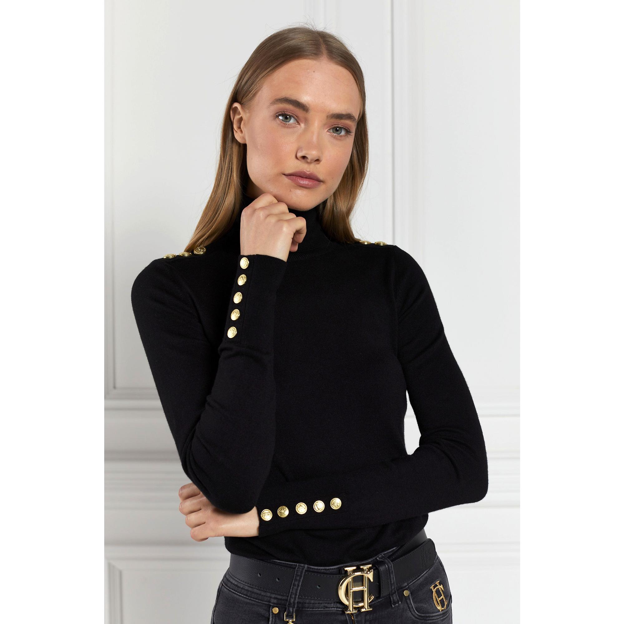 Product image 6 of 11 of Holland Cooper Women's Buttoned Knit Roll Neck - Black