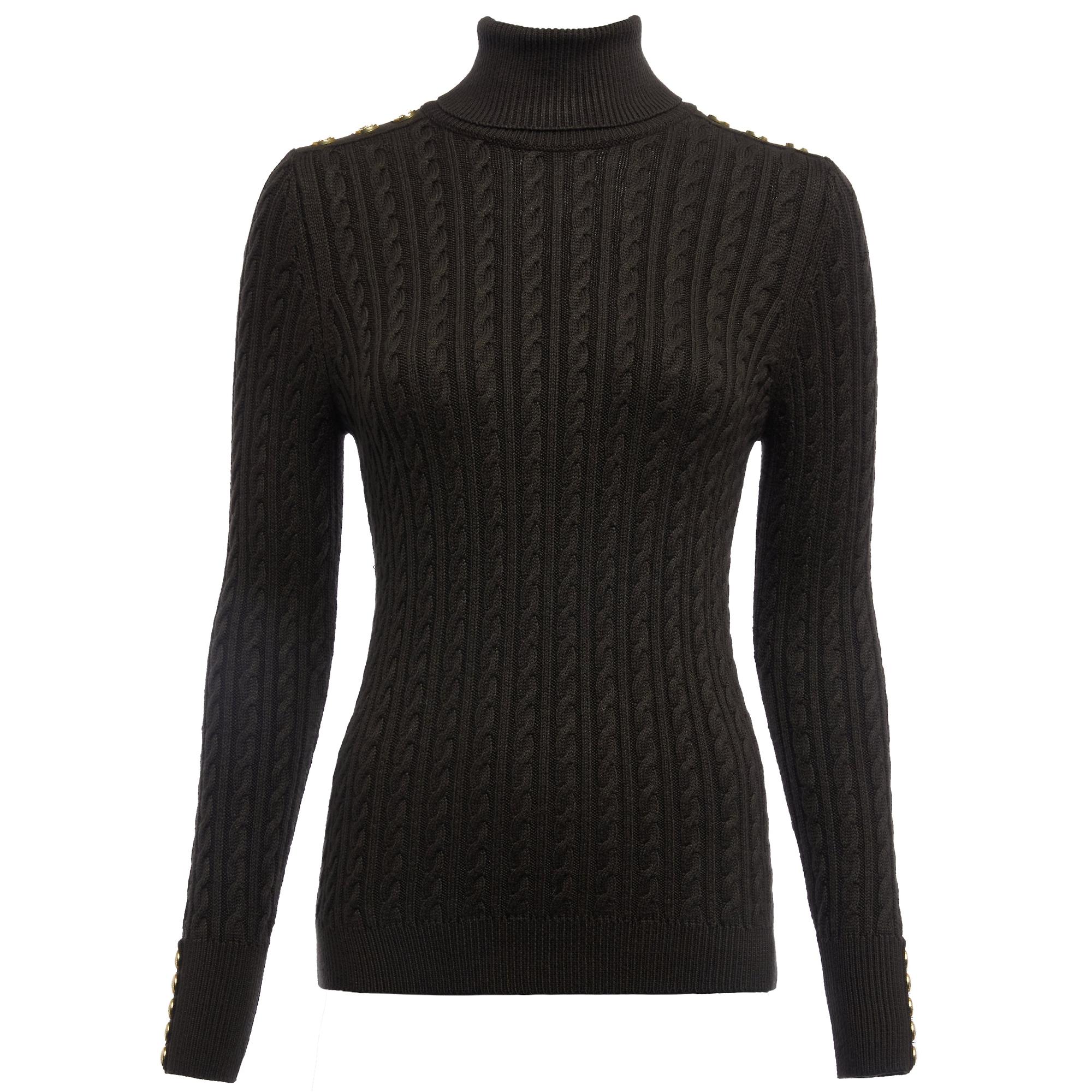 Product image 1 of 7 of Holland Cooper Women's Seattle Roll Neck Cable Knit - Fern Green