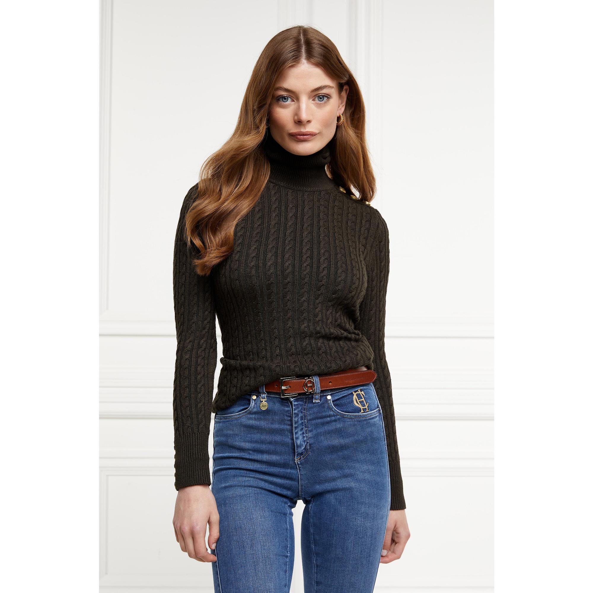 Product image 2 of 7 of Holland Cooper Women's Seattle Roll Neck Cable Knit - Fern Green