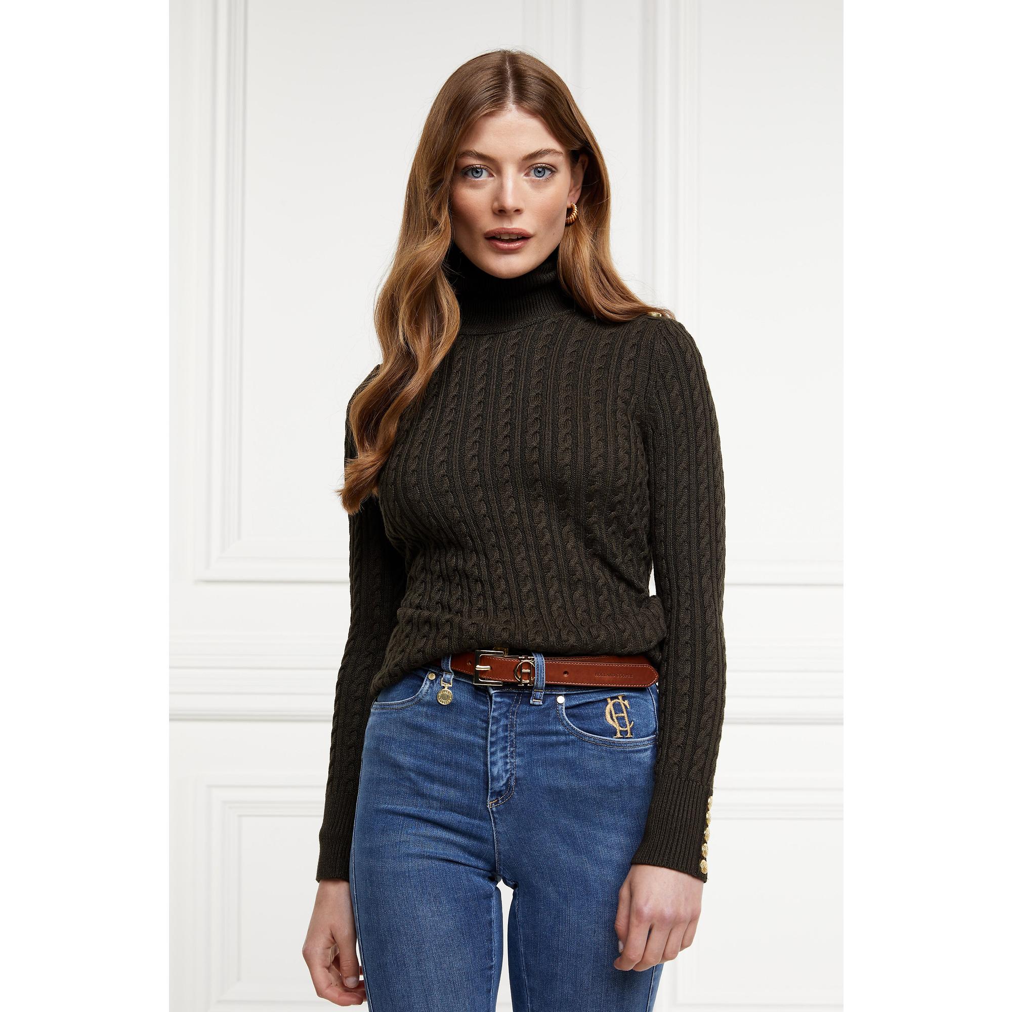 Product image 6 of 7 of Holland Cooper Women's Seattle Roll Neck Cable Knit - Fern Green