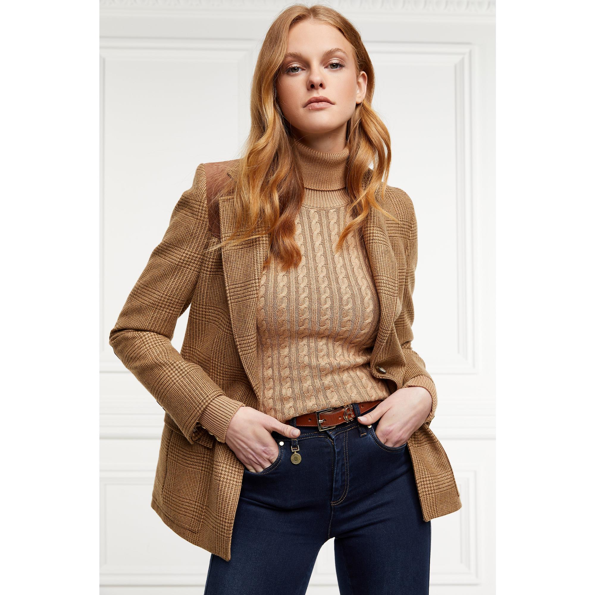 Product image 10 of 11 of Holland Cooper Women's Seattle Roll Neck Cable Knit - Dark Camel Marl