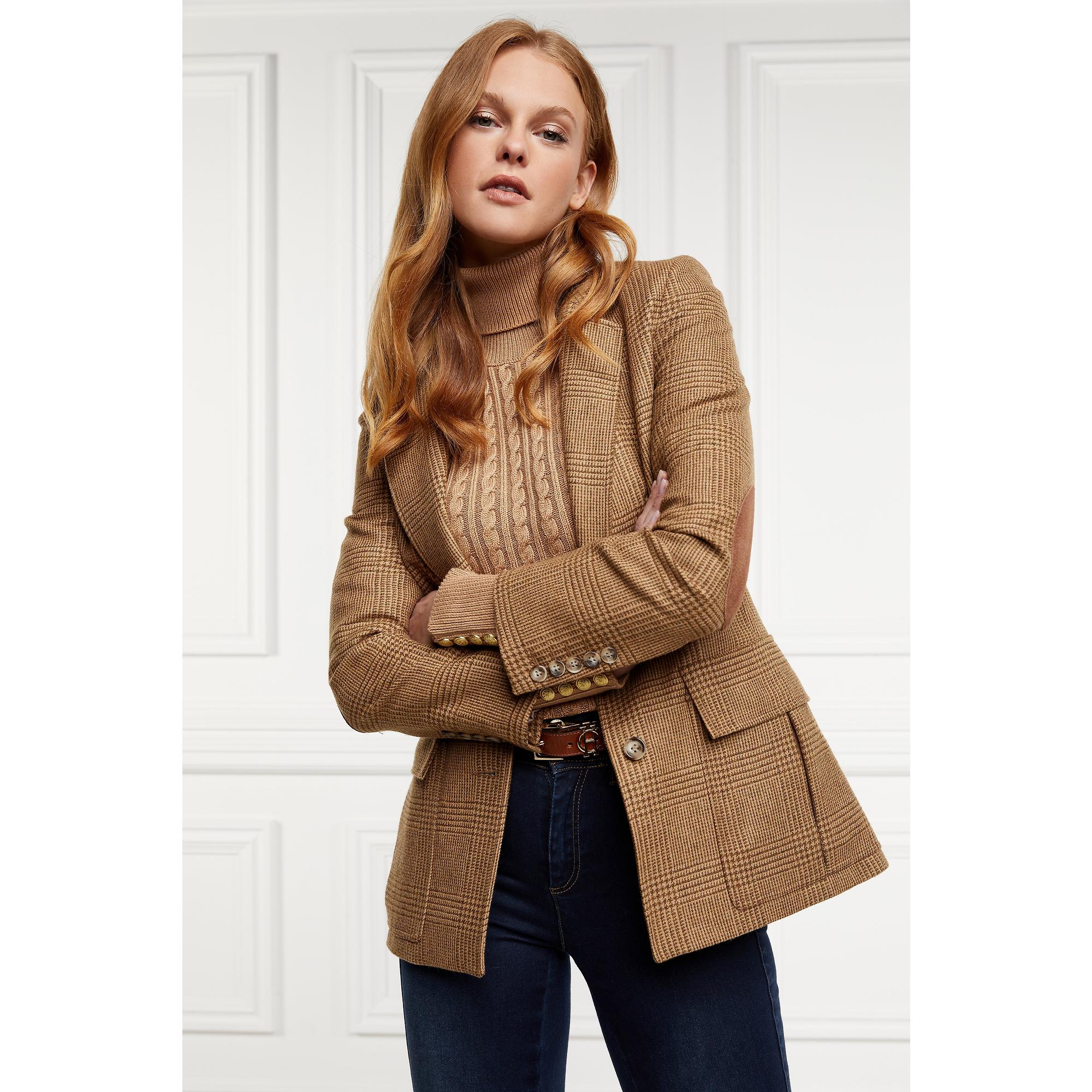 Product image 3 of 11 of Holland Cooper Women's Seattle Roll Neck Cable Knit - Dark Camel Marl
