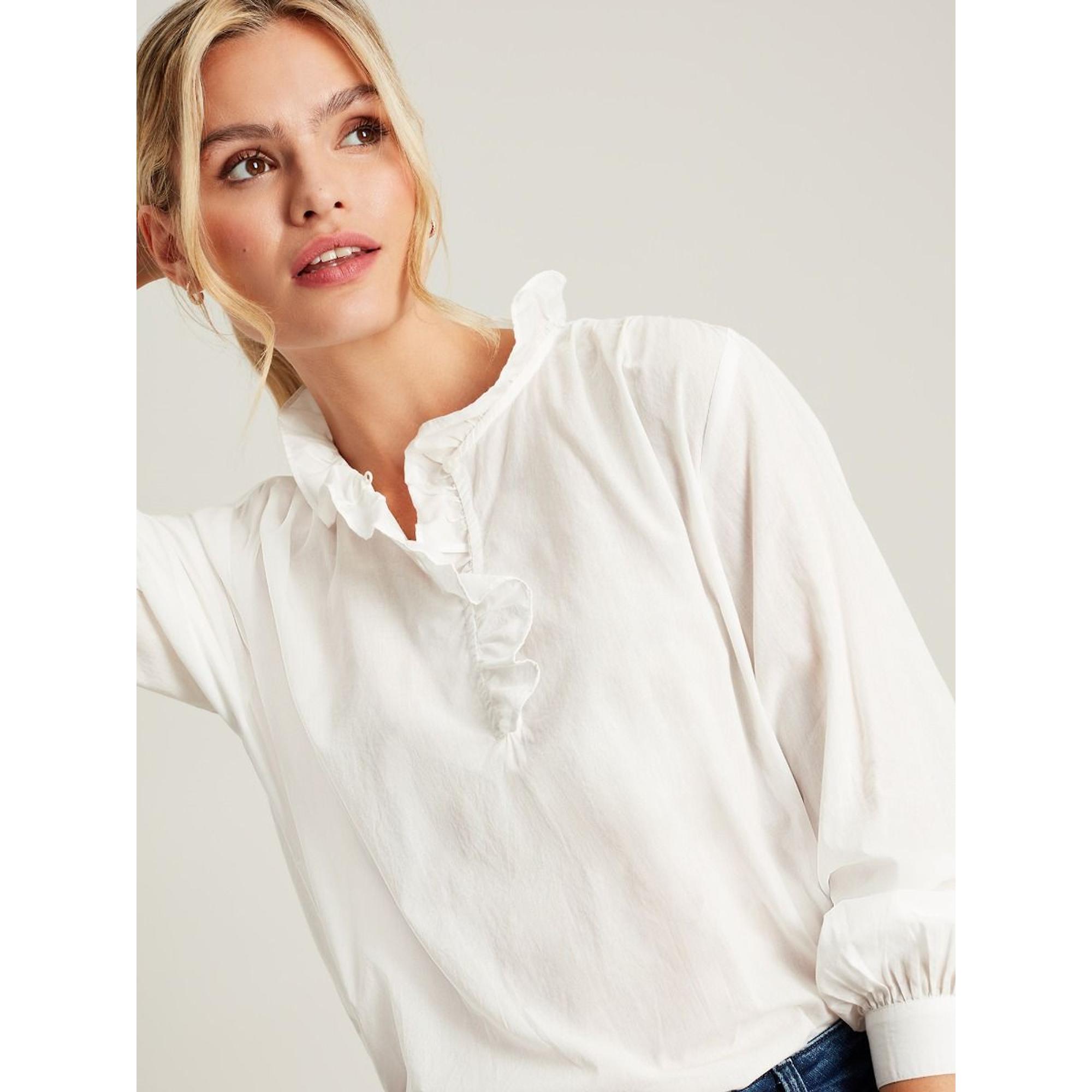 Product image 5 of 5 of Joules Women's Melanie Cotton Ruffle Blouse - White