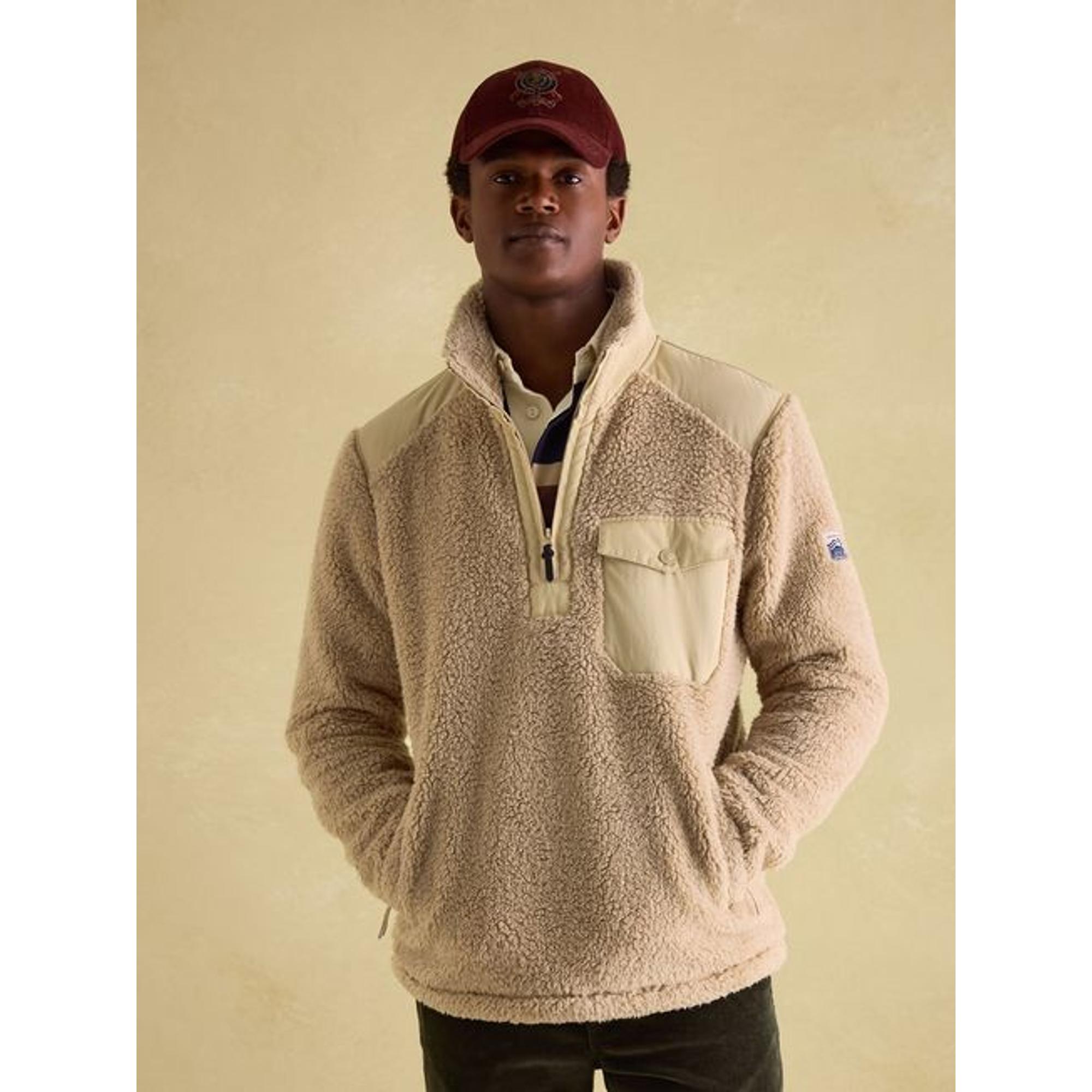 Product image 2 of 7 of Joules Men's Billy Quarter Zip Borg Fleece Sweatshirt - Cream