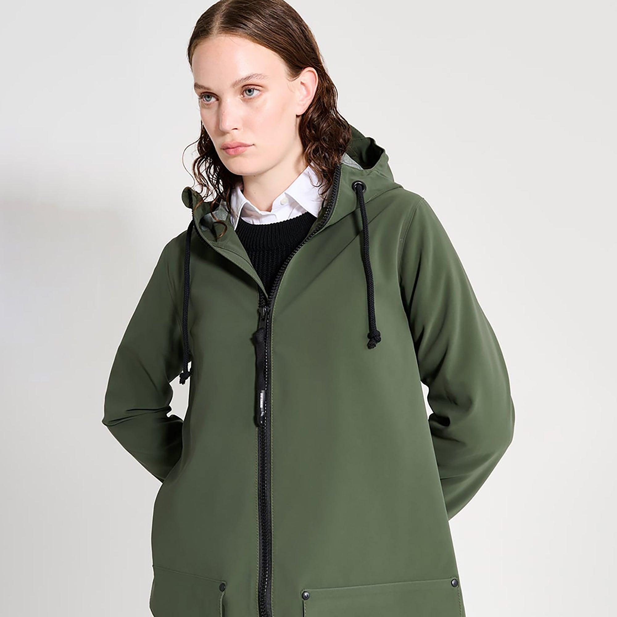 Product image 5 of 6 of Stutterheim Women's Mosebacke Lightweight Patch Raincoat - Matte Green