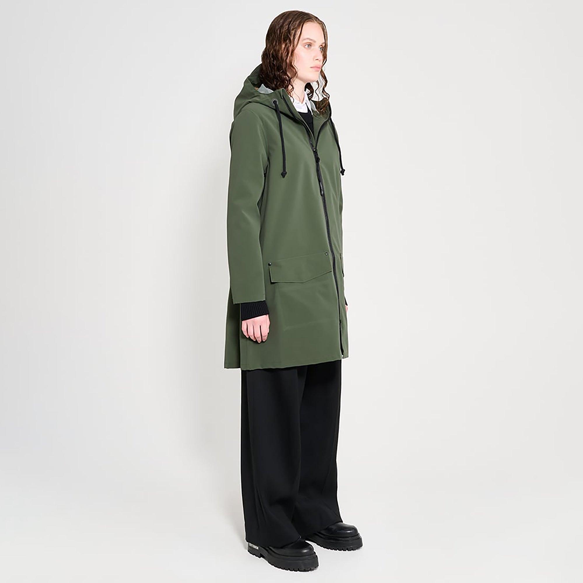 Product image 3 of 6 of Stutterheim Women's Mosebacke Lightweight Patch Raincoat - Matte Green