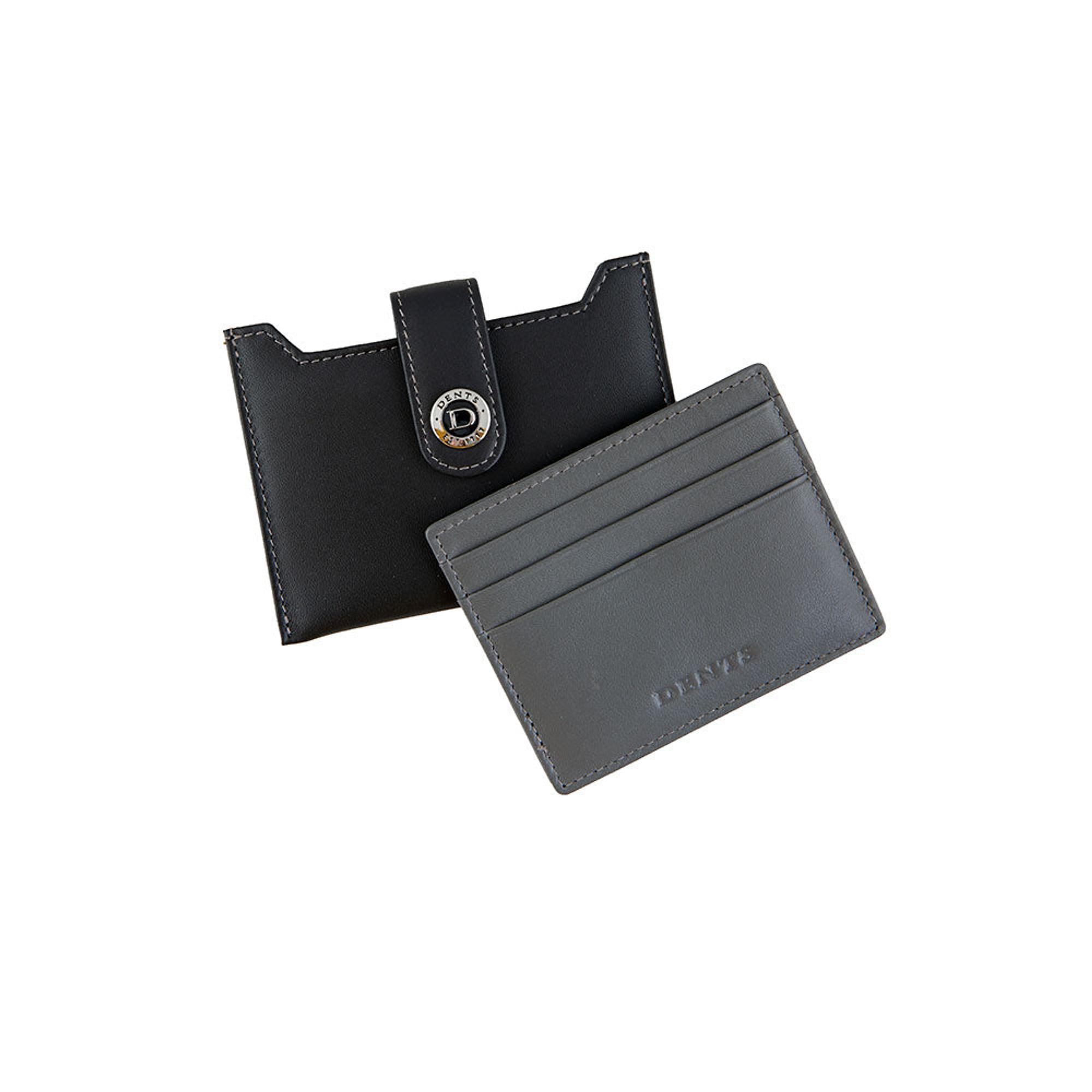 Product image 1 of 6 of Dents Men's Eden Smooth Nappa Leather Card Holder with RFID Blocking and Case - Black/Slate