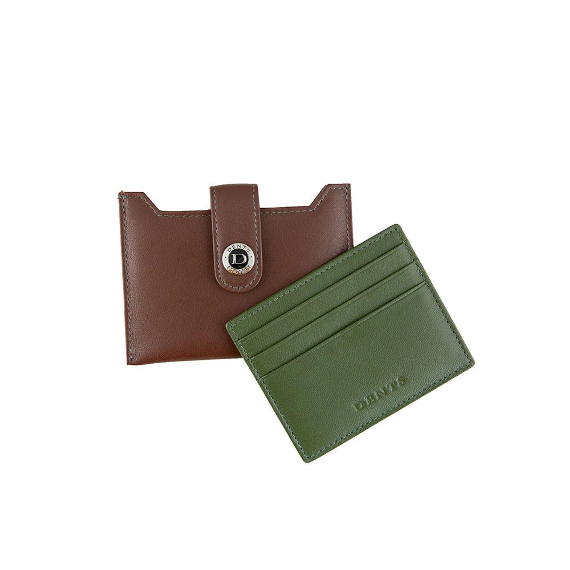 Product image 1 of 6 of Dents Men's Eden Smooth Nappa Leather Card Holder with RFID Blocking and Case - English Tan/Olive