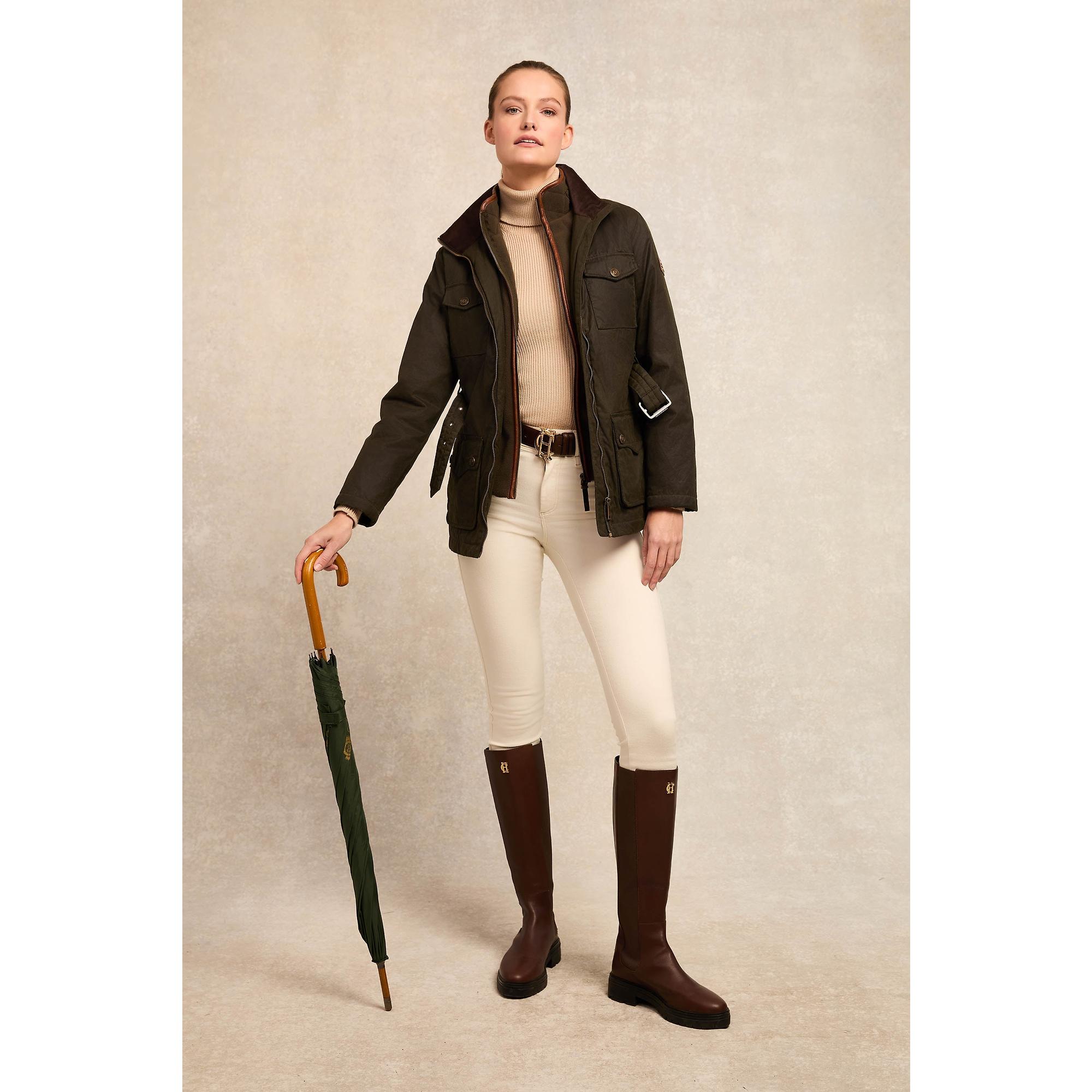 Product image 4 of 11 of Holland Cooper Women's Belted Waxed Jacket - Dark Olive