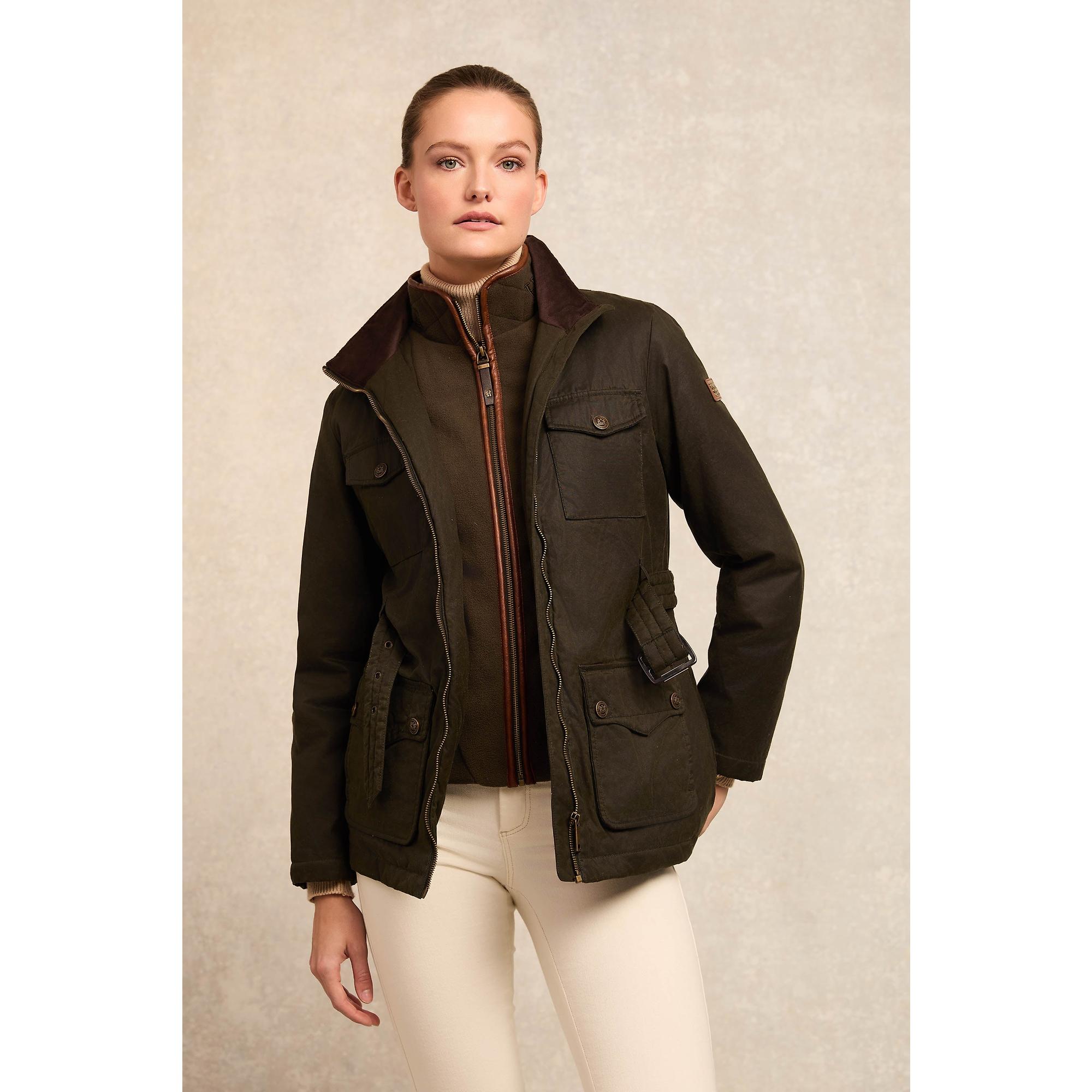 Product image 3 of 11 of Holland Cooper Women's Belted Waxed Jacket - Dark Olive