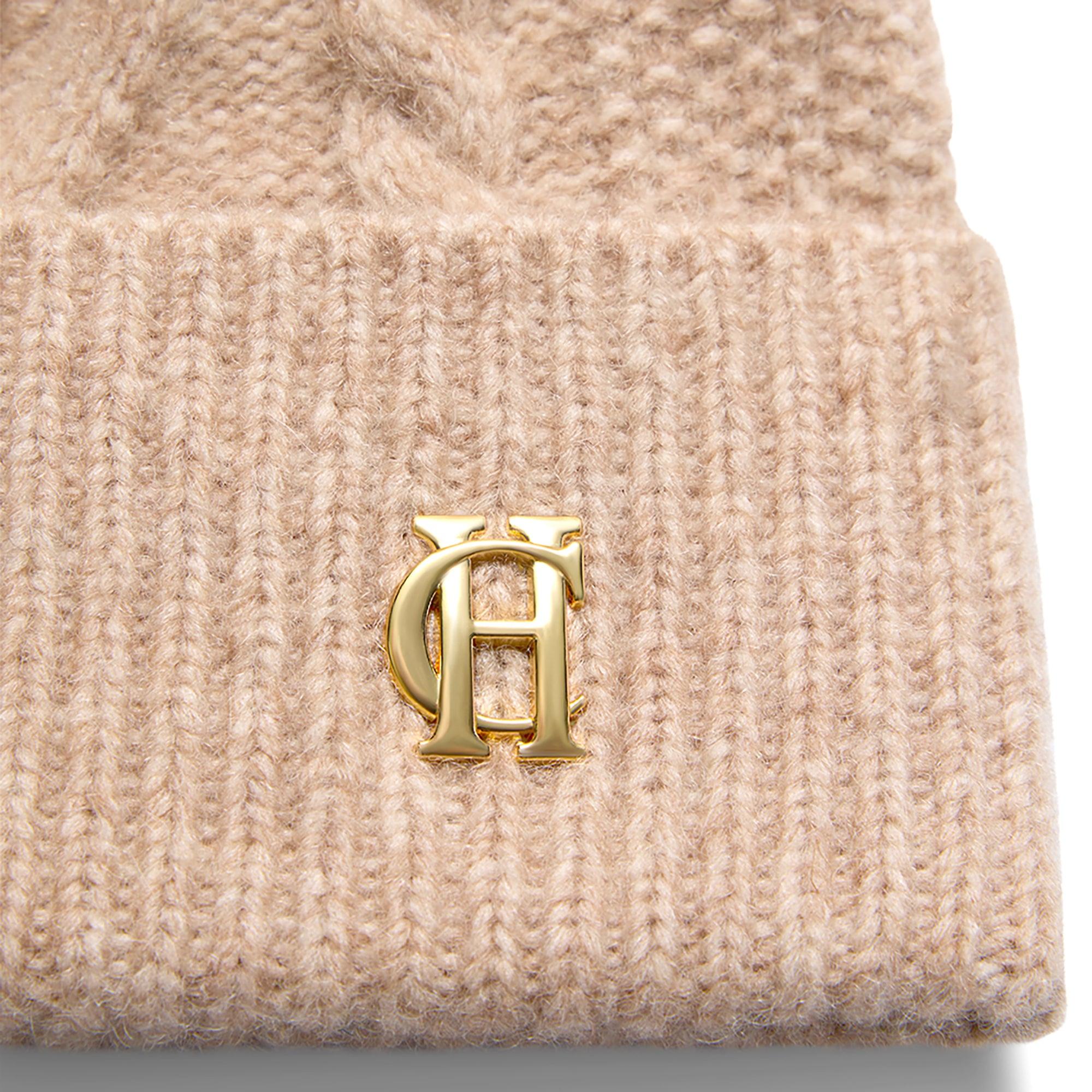 Product image 3 of 3 of Holland Cooper Sloane Cable Bobble Hat - Taupe Marl