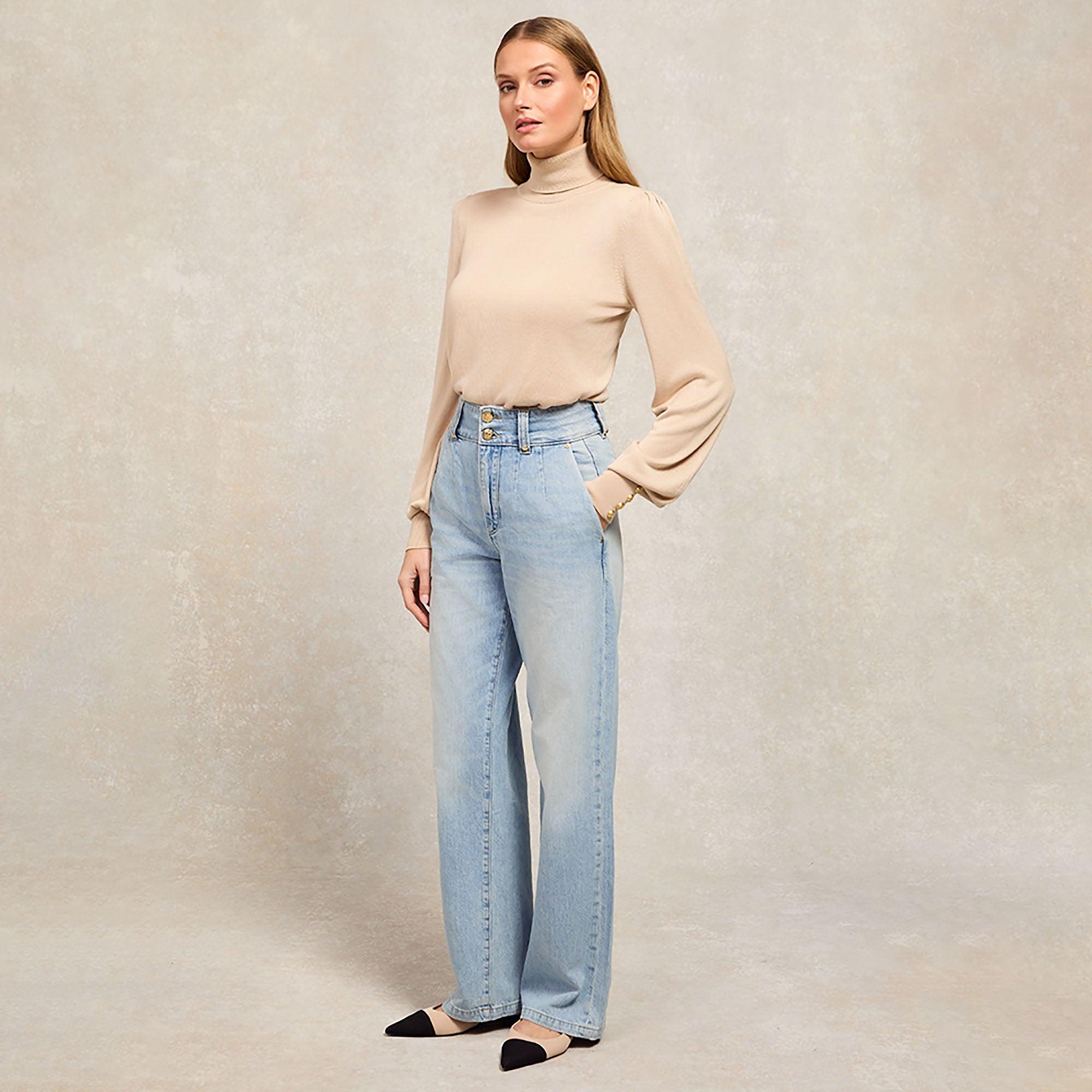 Product image 3 of 9 of Holland Cooper Women's Tailored Wide Leg Jeans - Vintage Indigo