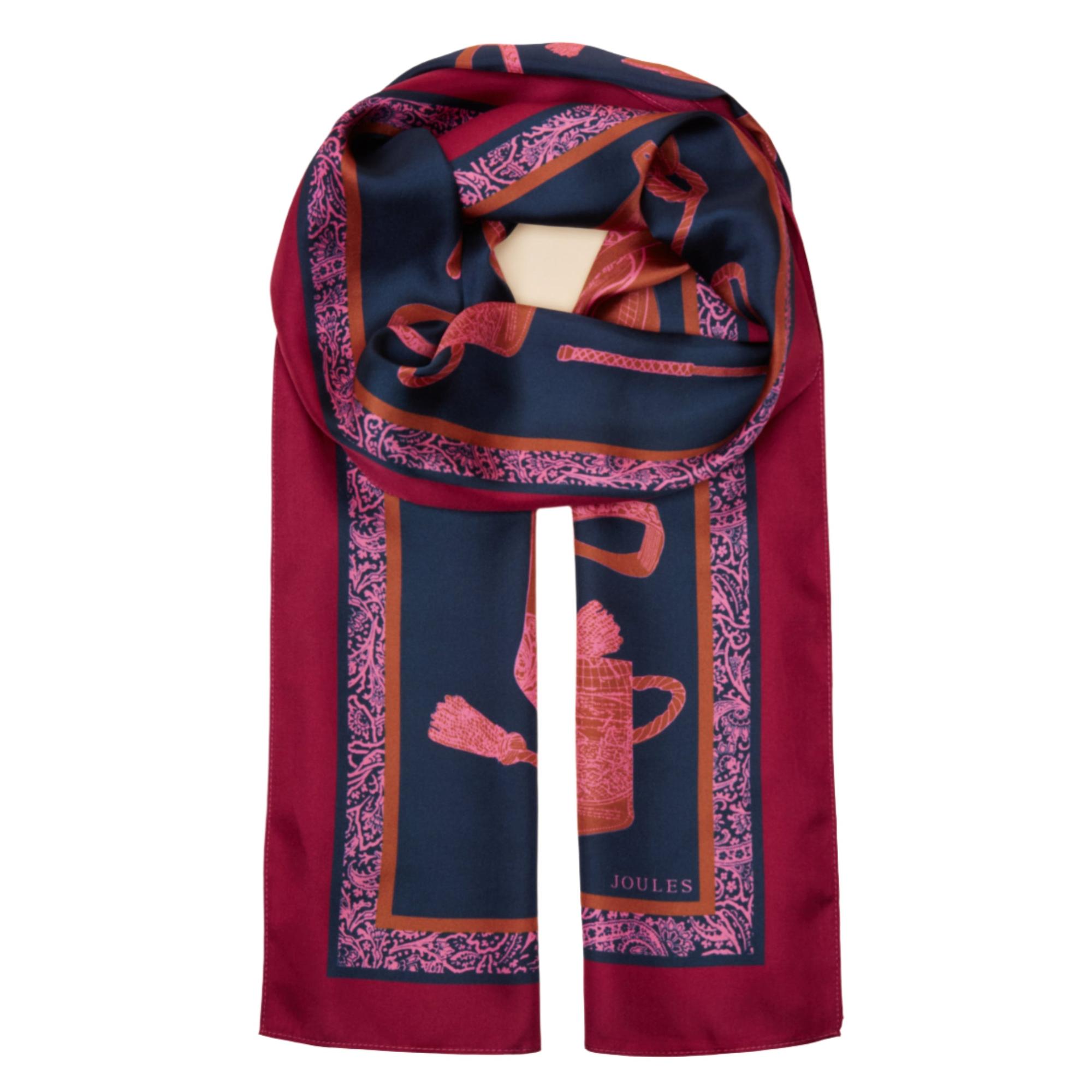 Product image 1 of 8 of Joules Women's Windsor Long Silk Scarf - Navy