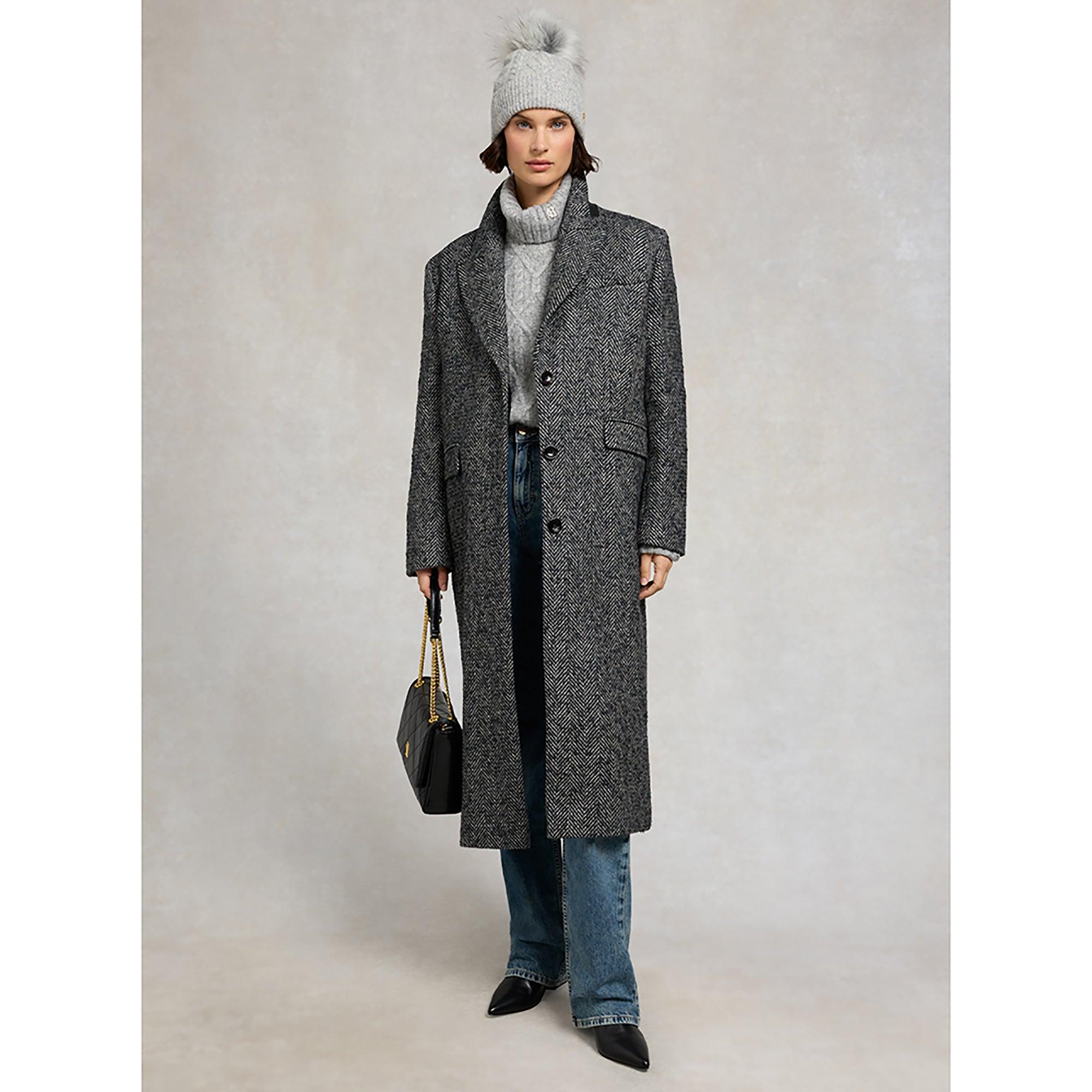 Product image 3 of 4 of Holland Cooper Sloane Cable Bobble Hat - Grey Marl