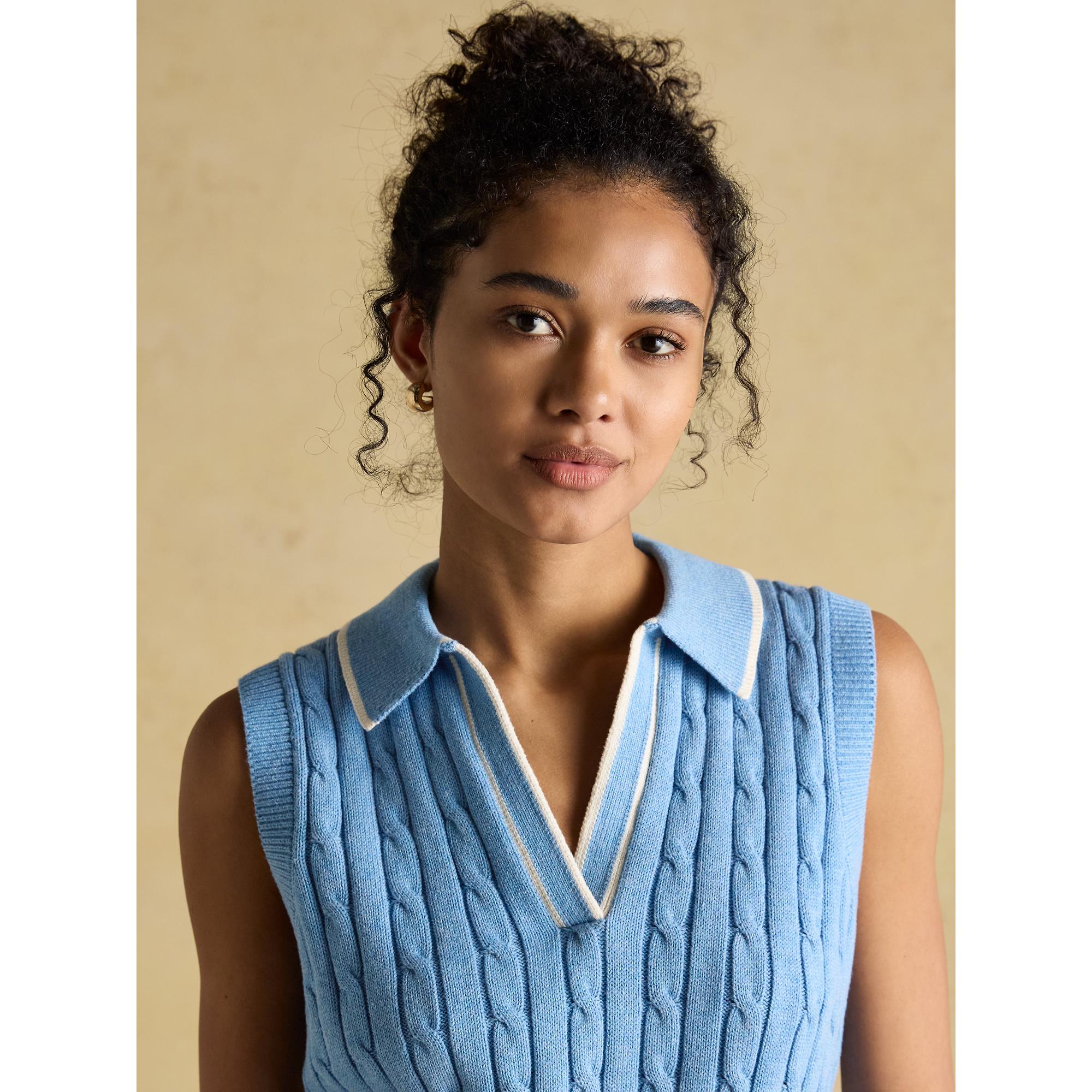 Product image 3 of 6 of Joules Women's Janey Collar Cable Knit Tank - Blue
