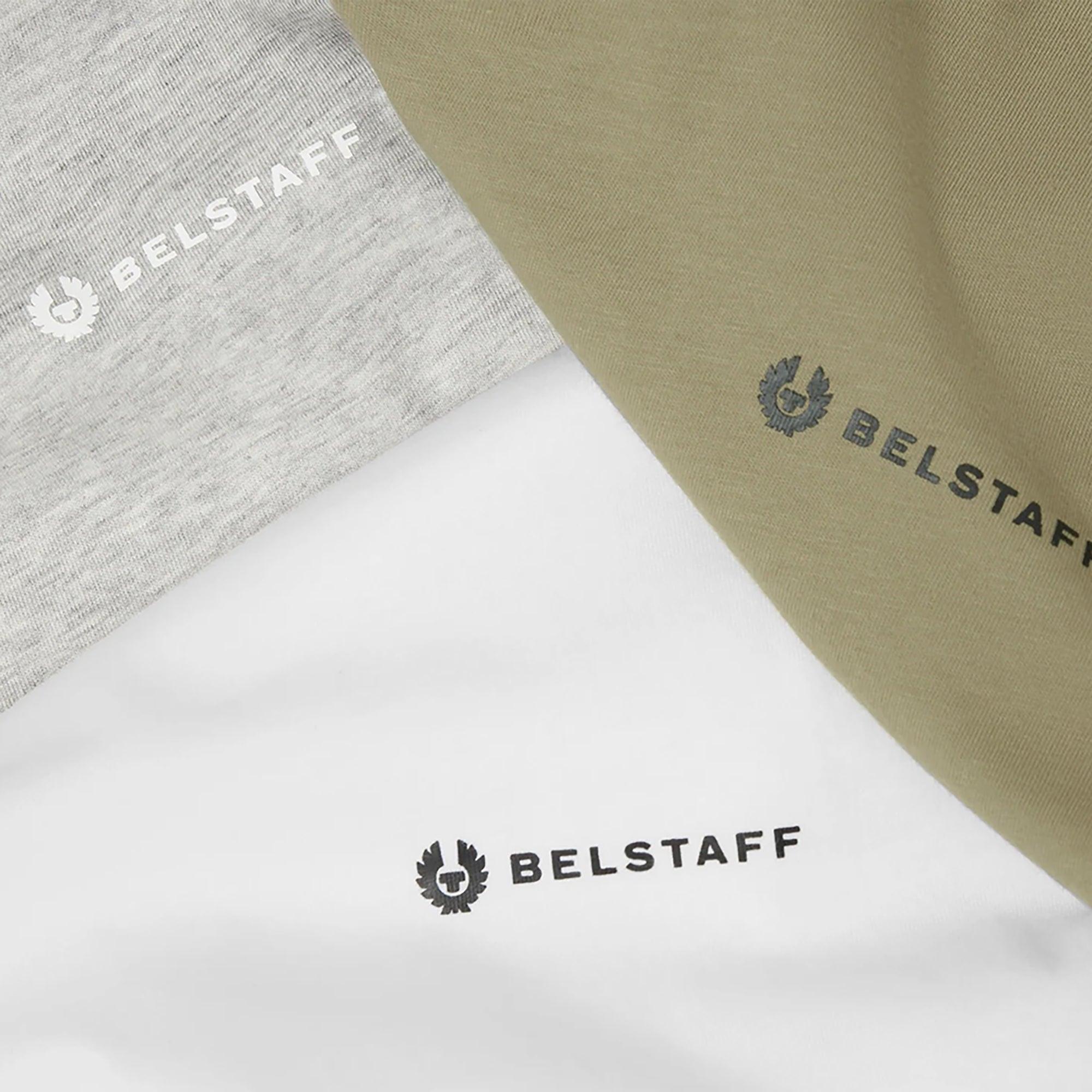 Product image 4 of 4 of Belstaff Men's 3 Pack T-Shirt - White/Fatigue Green/Old Silver Heather