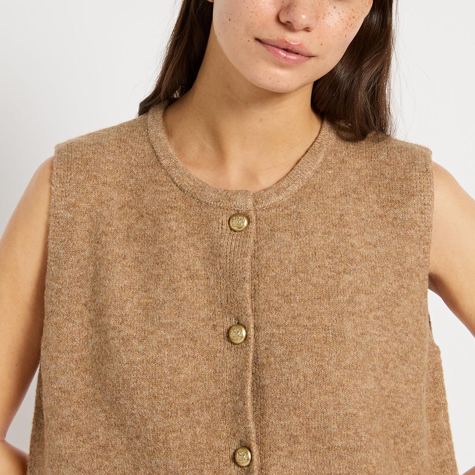 Product image 3 of 4 of Joules Women's Holly Knitted Button Vest - Camel