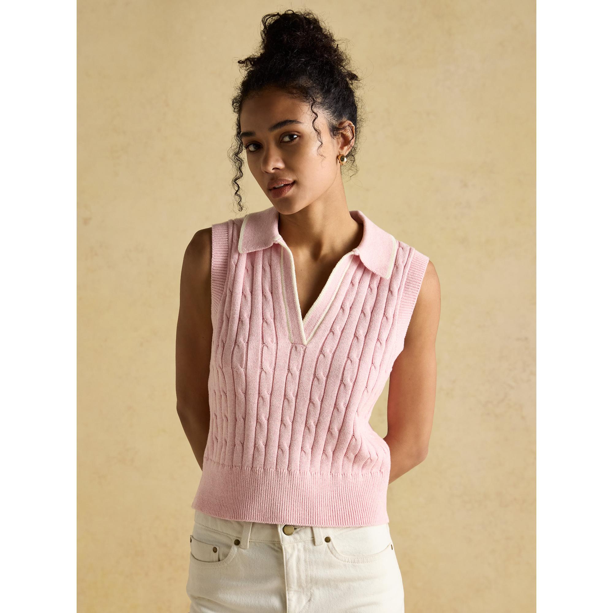 Product image 2 of 6 of Joules Women's Janey Collar Cable Knit Tank - Pink