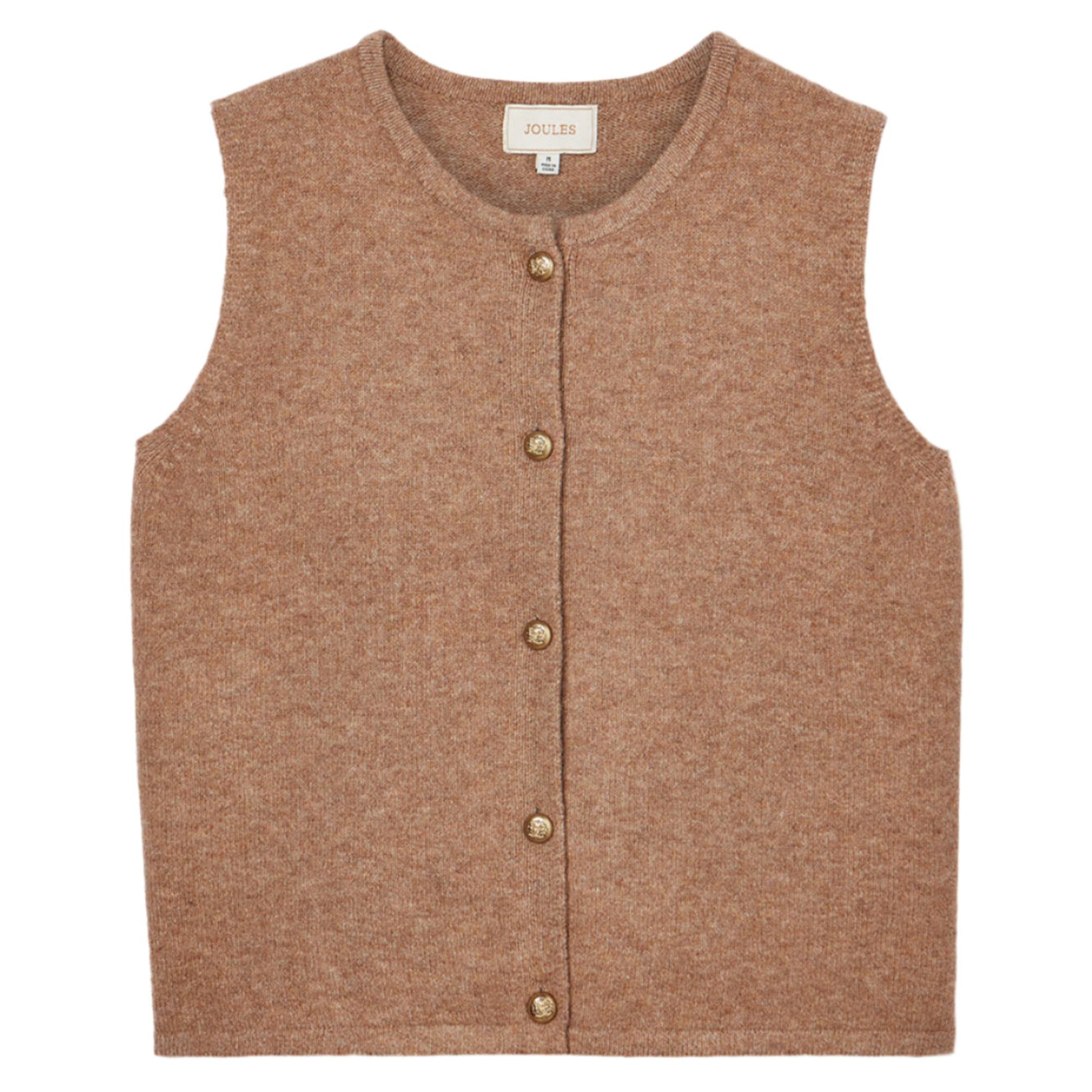 Product image 1 of 4 of Joules Women's Holly Knitted Button Vest - Camel