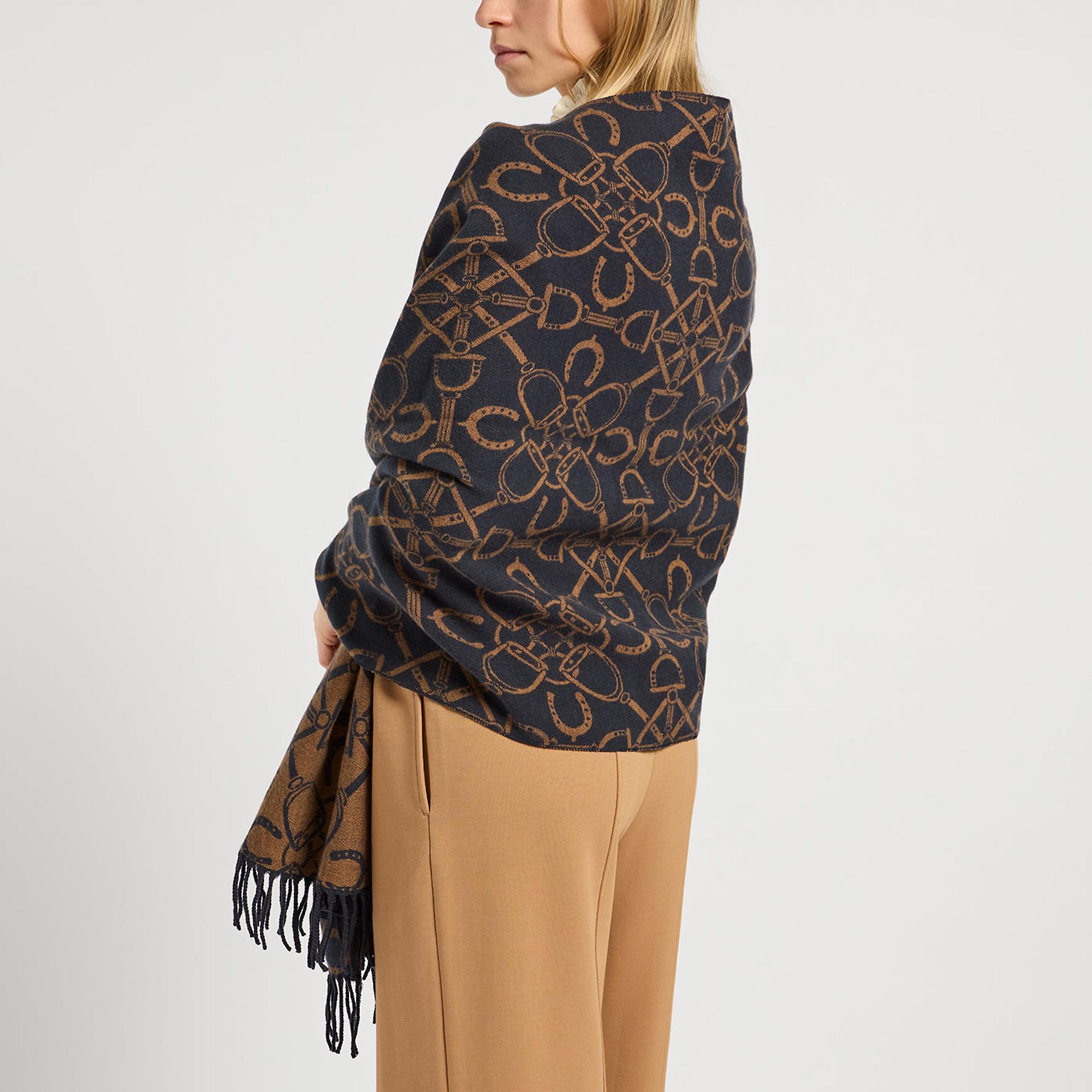 Product image 2 of 2 of Joules Women's Elissa Double-Sided Jacquard Scarf - Navy/Tan