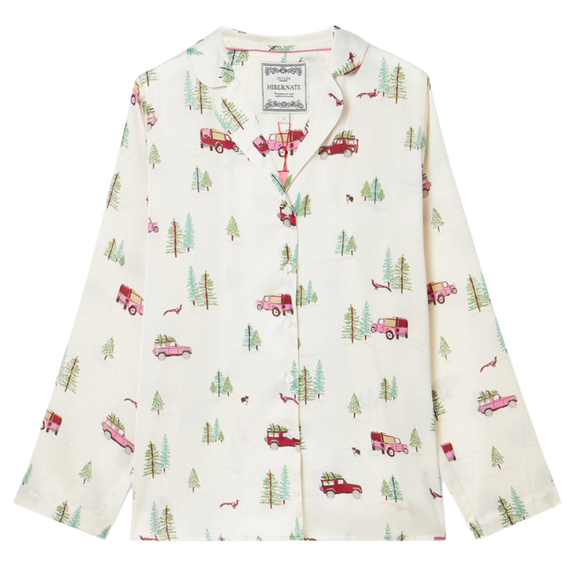 Product image 6 of 7 of Joules Women's Bonnie Satin Pyjama Set - Cream/Land Rover