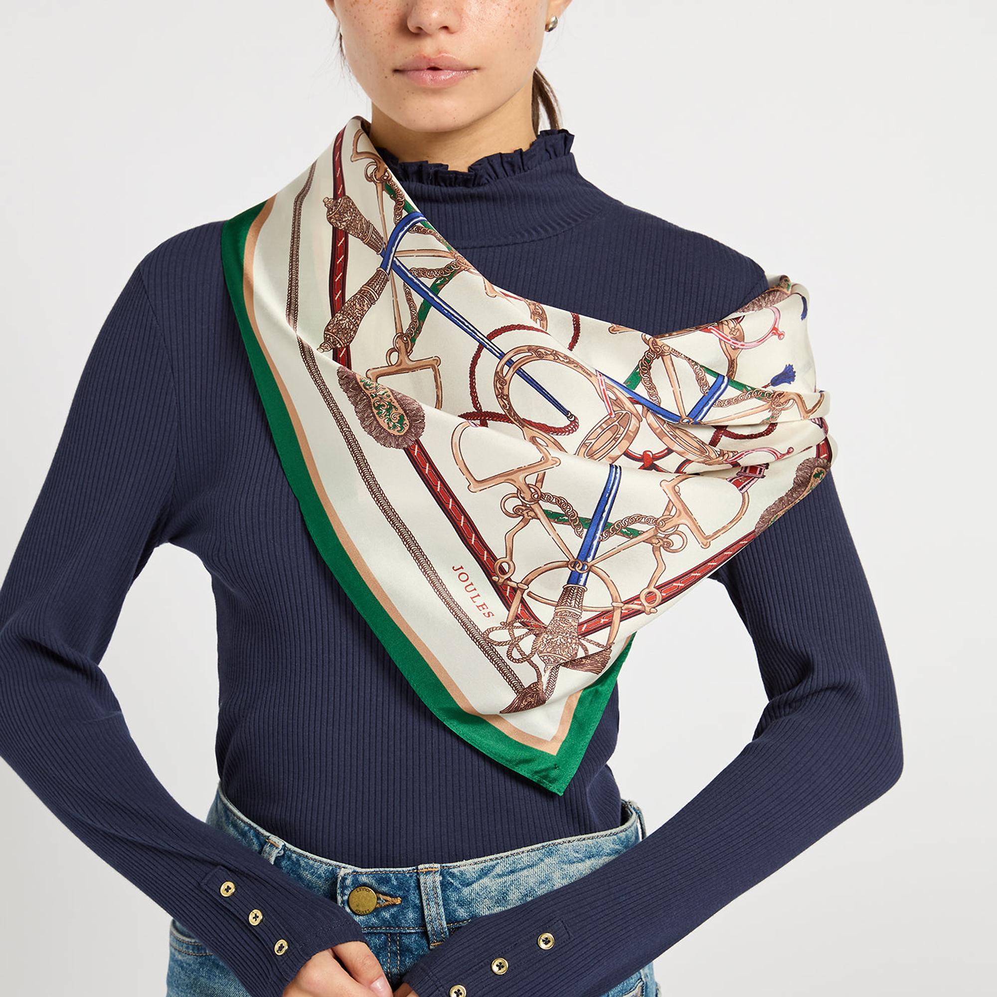 Product image 2 of 3 of Joules Women's Bloomfield Silk Scarf - Cream