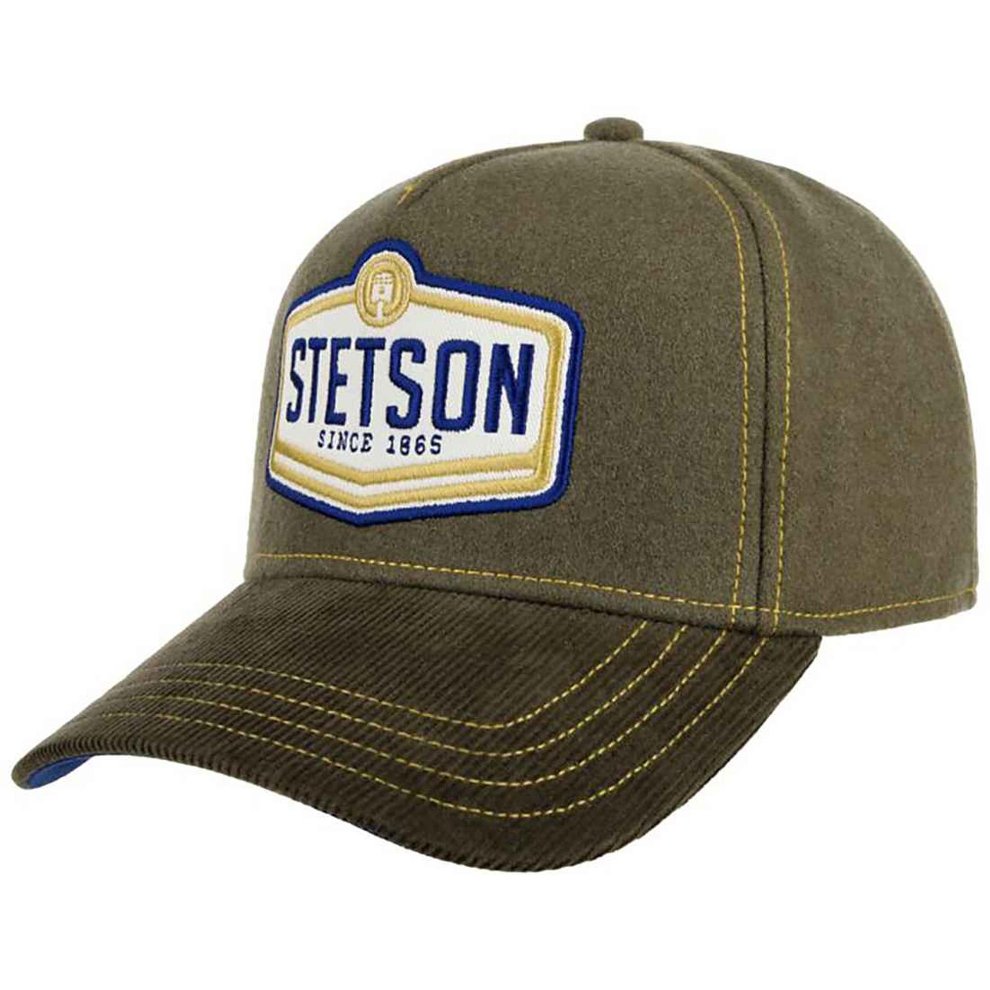 Product image 1 of 1 of Stetson Cord Peak Piston Wool Trucker Cap - Olive