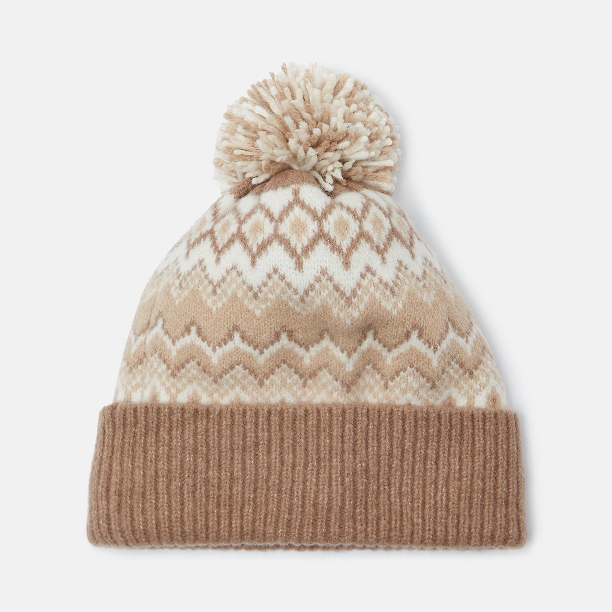 Product image 4 of 5 of Joules Women's Kara Fairisle Bobble Beanie Hat - Neutral