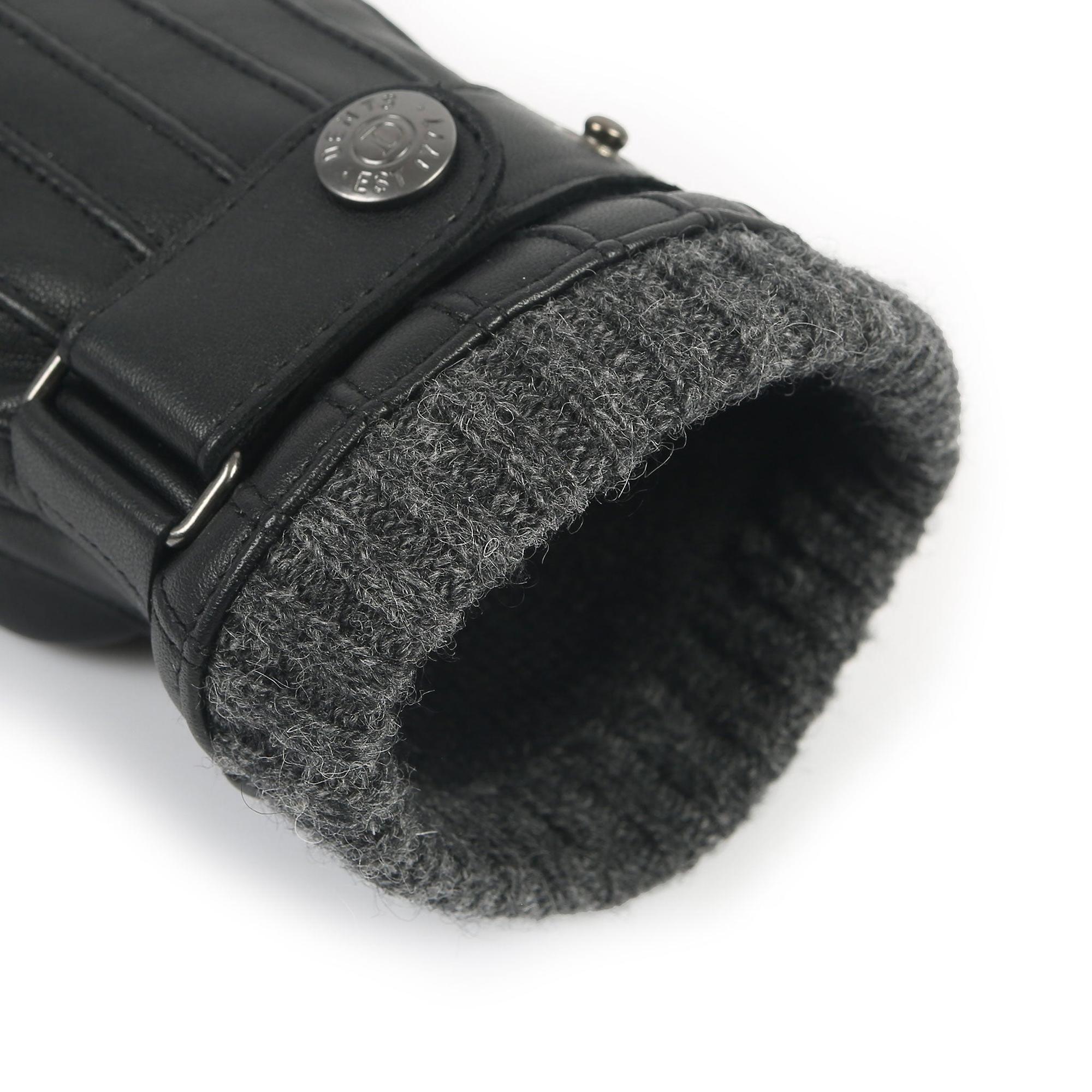 Product image 11 of 12 of Dents Men’s Sherborne Touchscreen Wool Blend-Lined Leather Gloves - Black/Grey