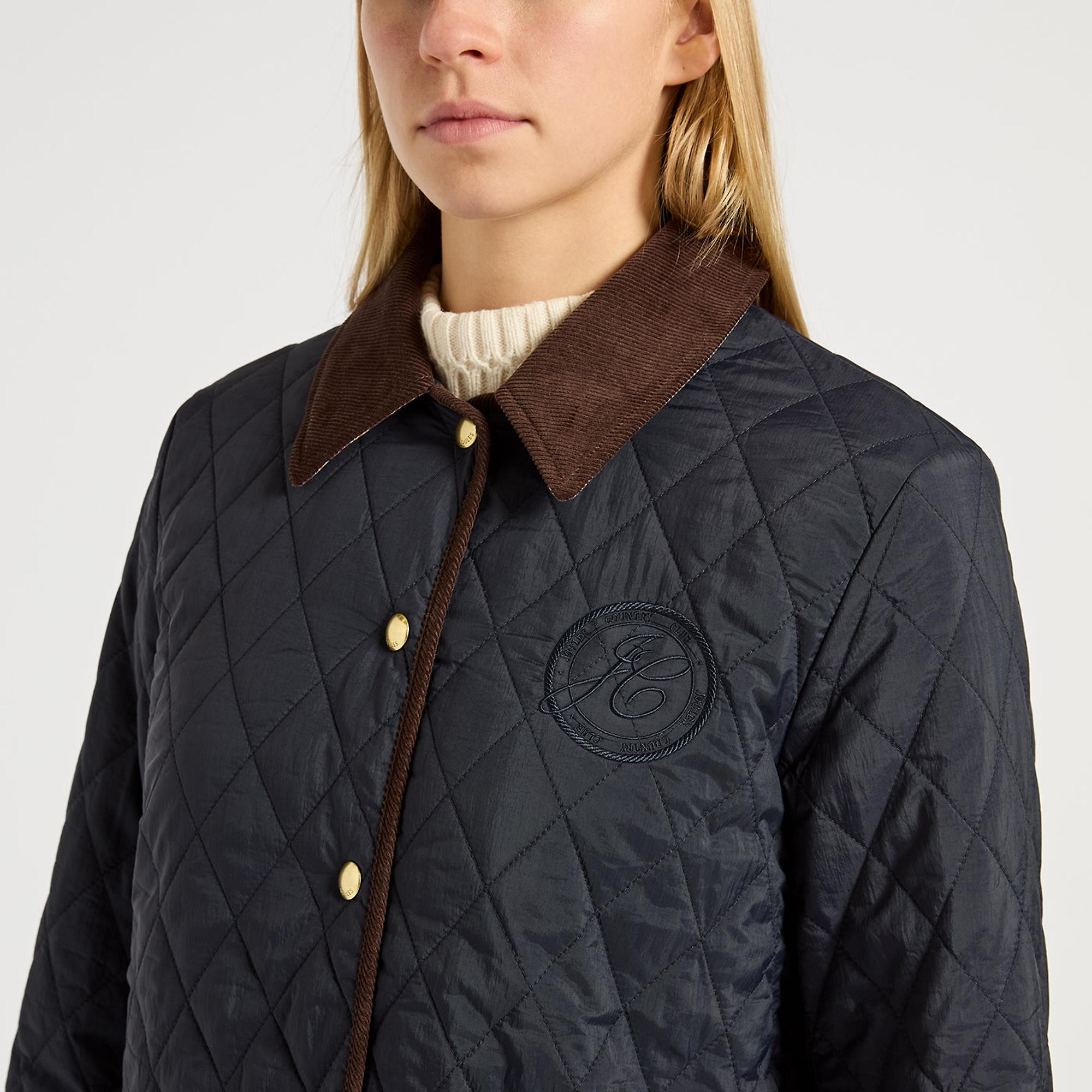 Product image 6 of 10 of Joules Women's Quinn Showerproof Diamond Quilted Coat - Navy