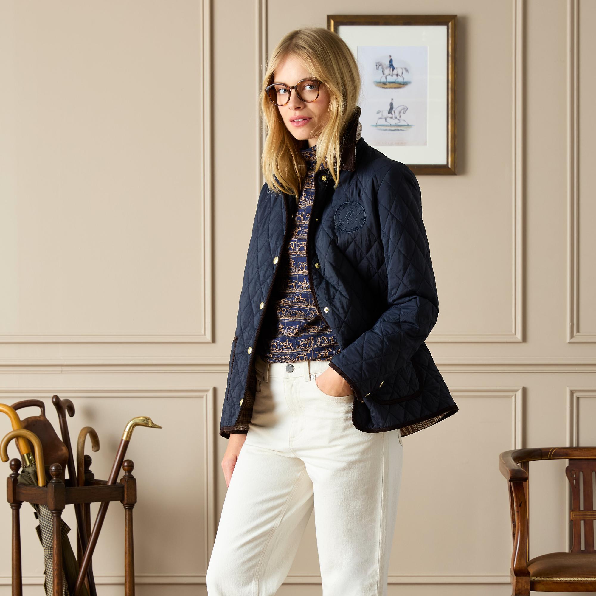 Product image 3 of 10 of Joules Women's Quinn Showerproof Diamond Quilted Coat - Navy