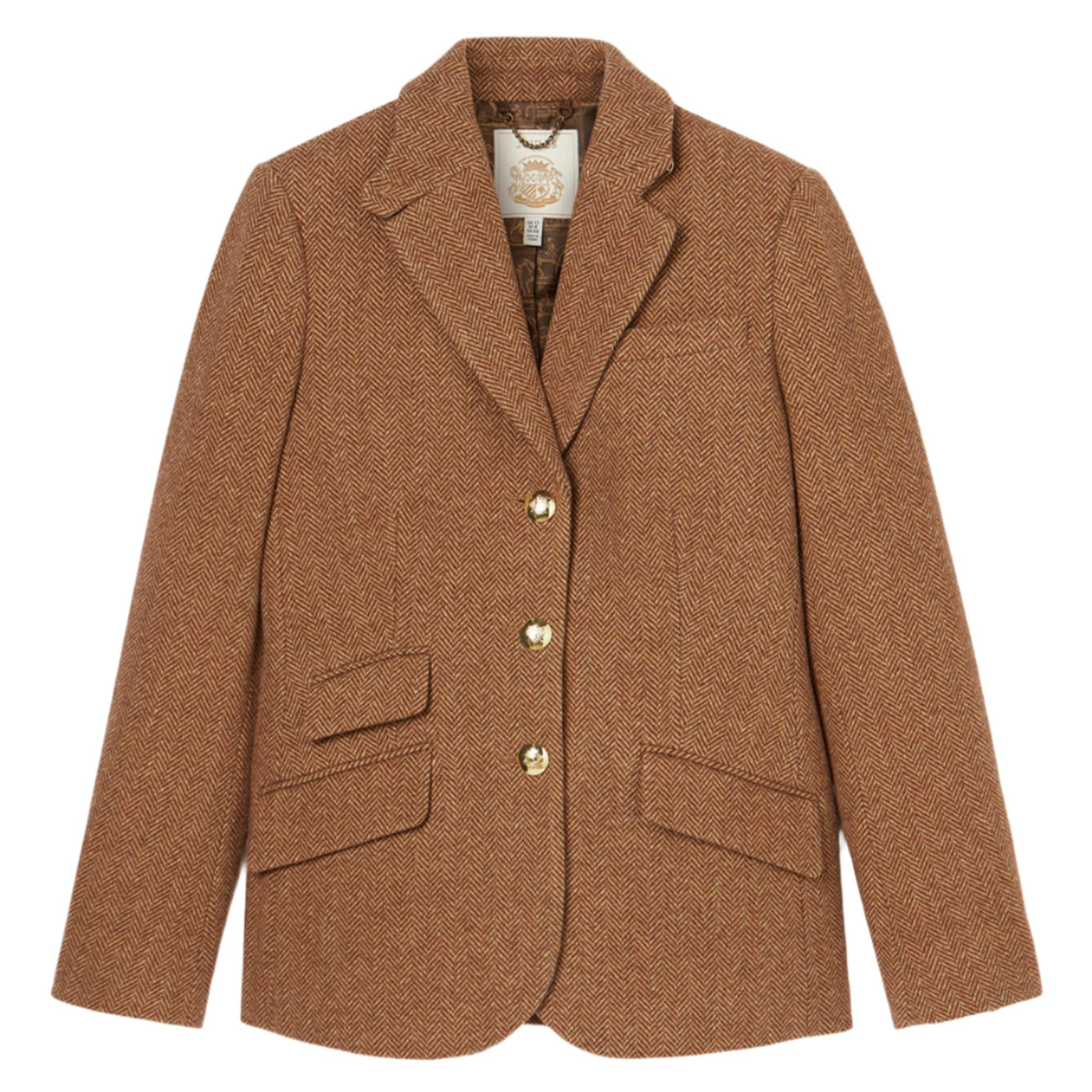 Product image 1 of 16 of Joules Women's Canterly Formal Tweed Suit Blazer - Brown Herringbone