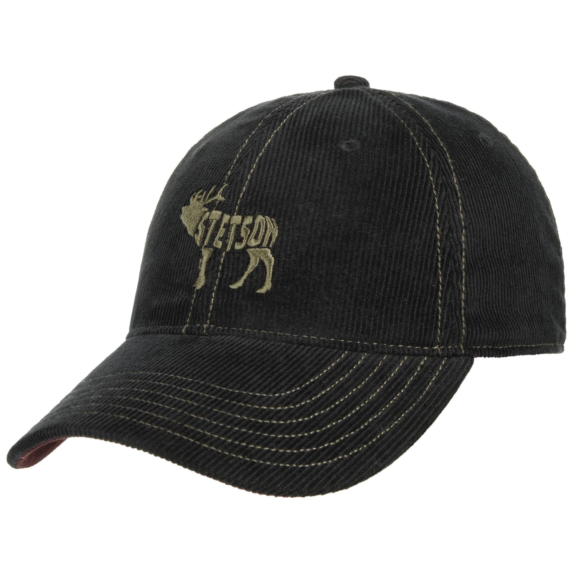 Product image 1 of 1 of Stetson Embroidered Deer Corduroy Baseball Cap - Black