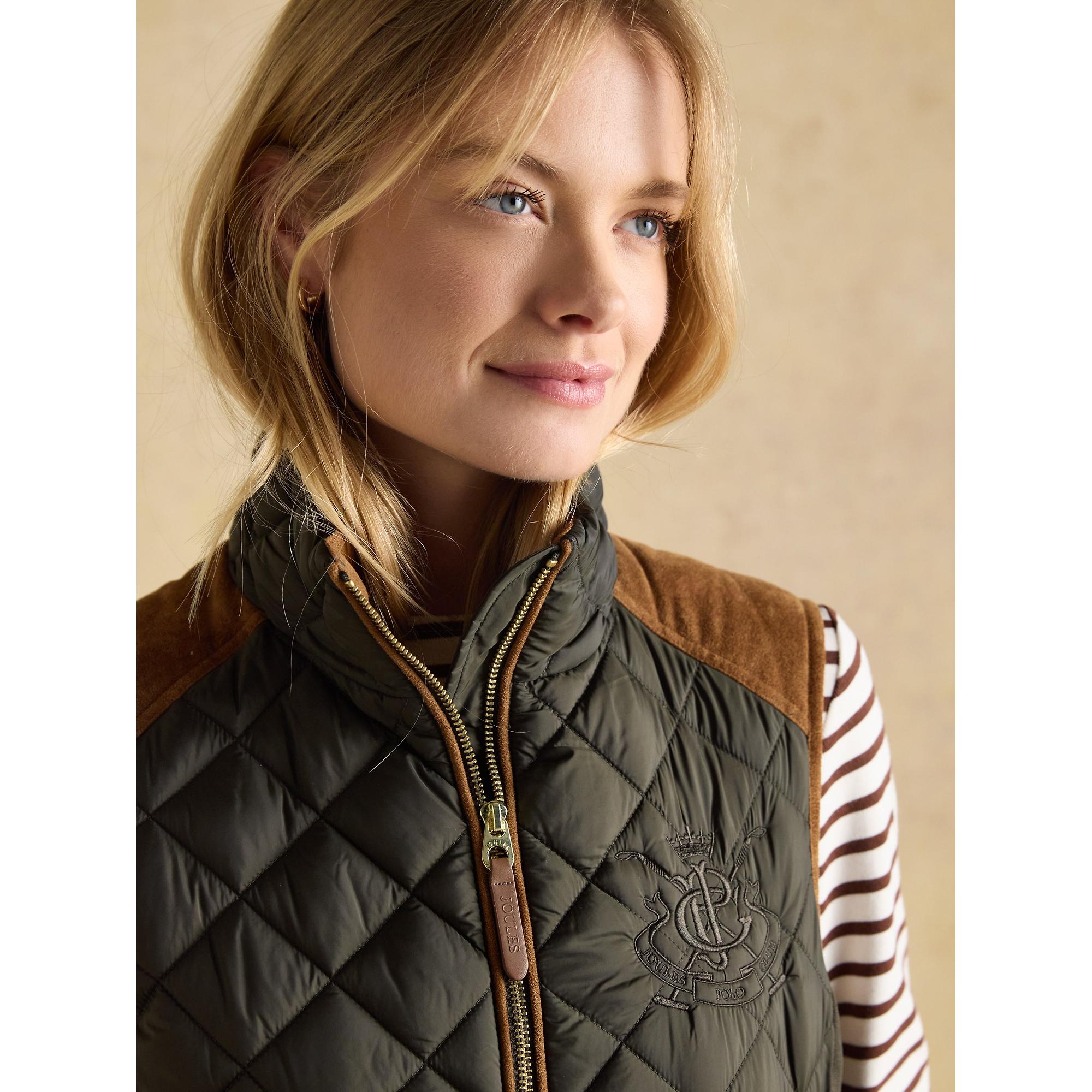 Product image 6 of 12 of Joules Women's Braemar Luxe Showerproof Diamond Quilted Gilet - Green