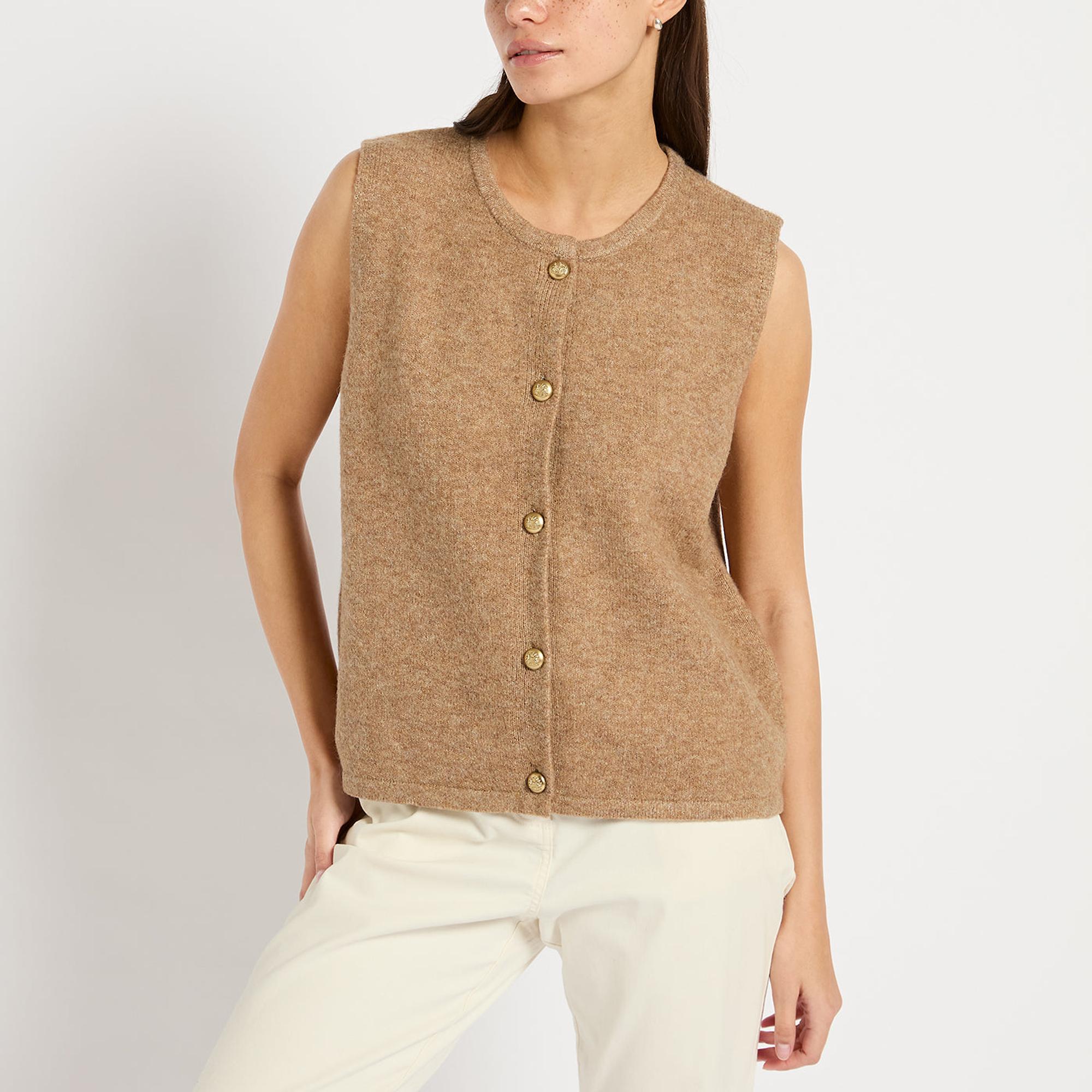 Product image 2 of 4 of Joules Women's Holly Knitted Button Vest - Camel