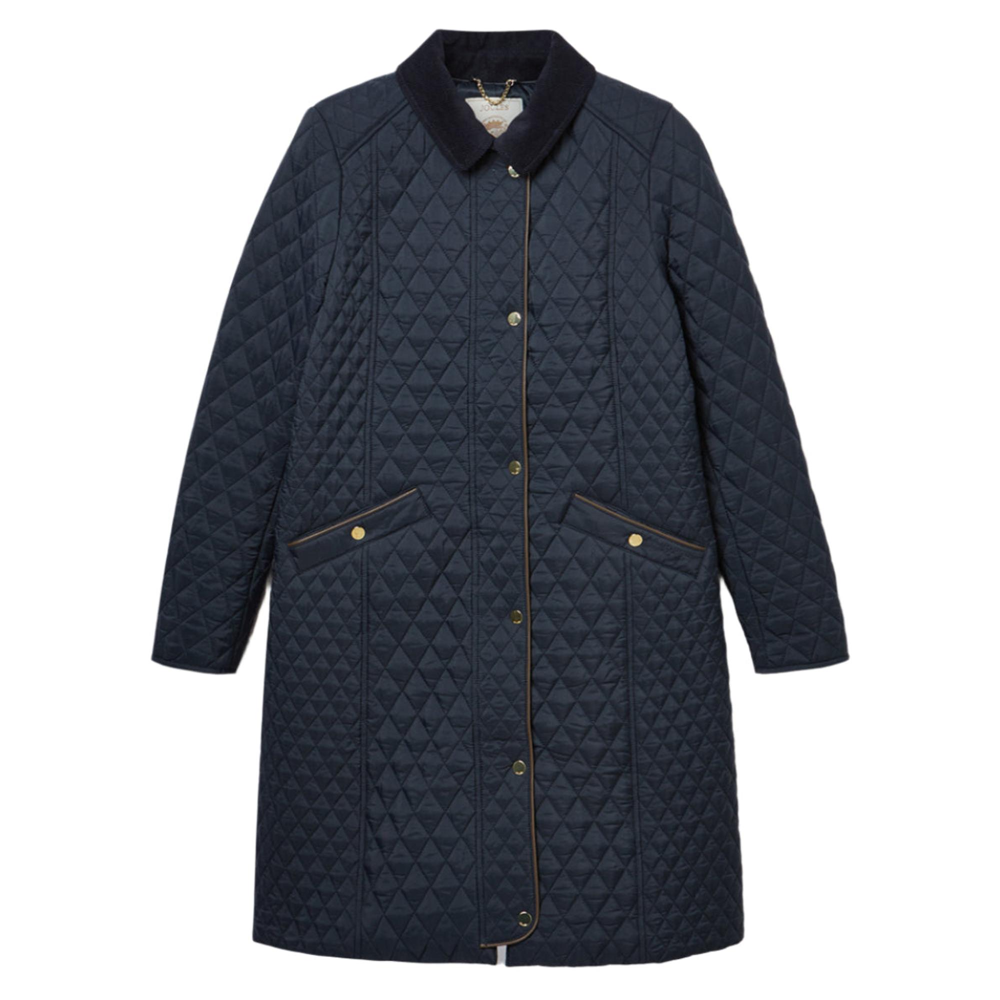 Product image 1 of 6 of Joules Women's Rosewell Long Showerproof Longline Quilted Coat - Navy