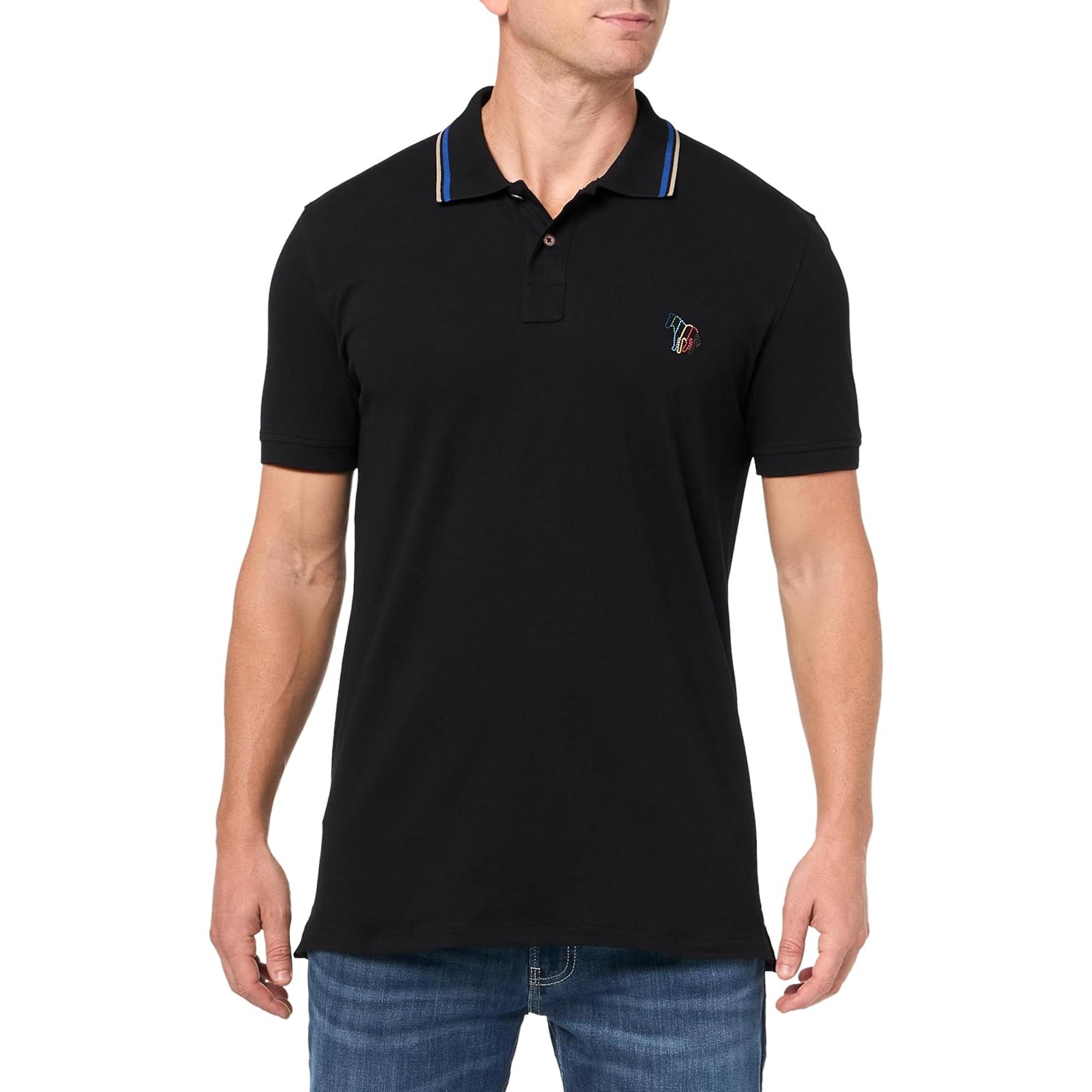 Product image 2 of 5 of Paul Smith Men's Regular Fit Stretch-Cotton 'Broad Stripe Zebra' Polo Shirt - Black