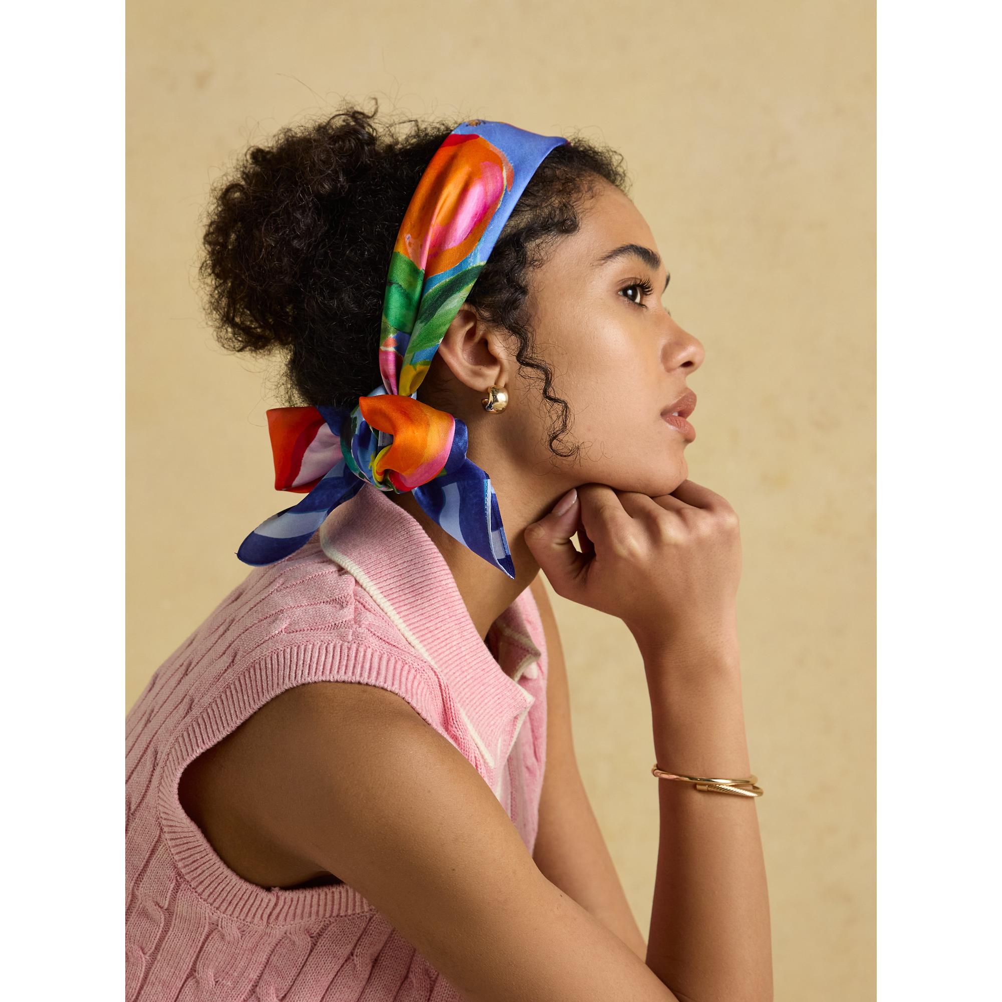 Product image 4 of 7 of Joules Women's Bloomfield Silk Scarf - Blue