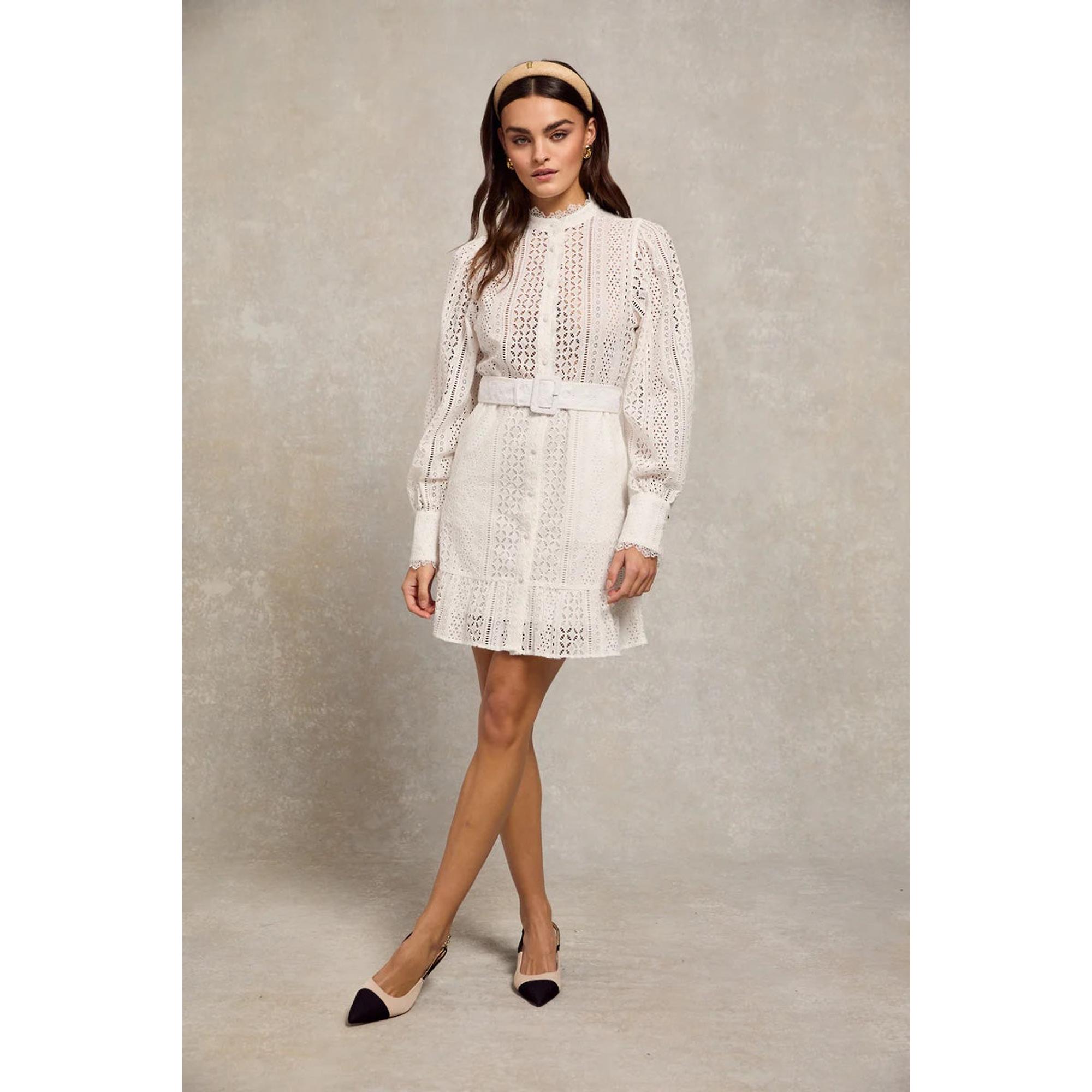 Product image 9 of 9 of Holland Cooper Women's Collarless Broderie Mini Dress - White