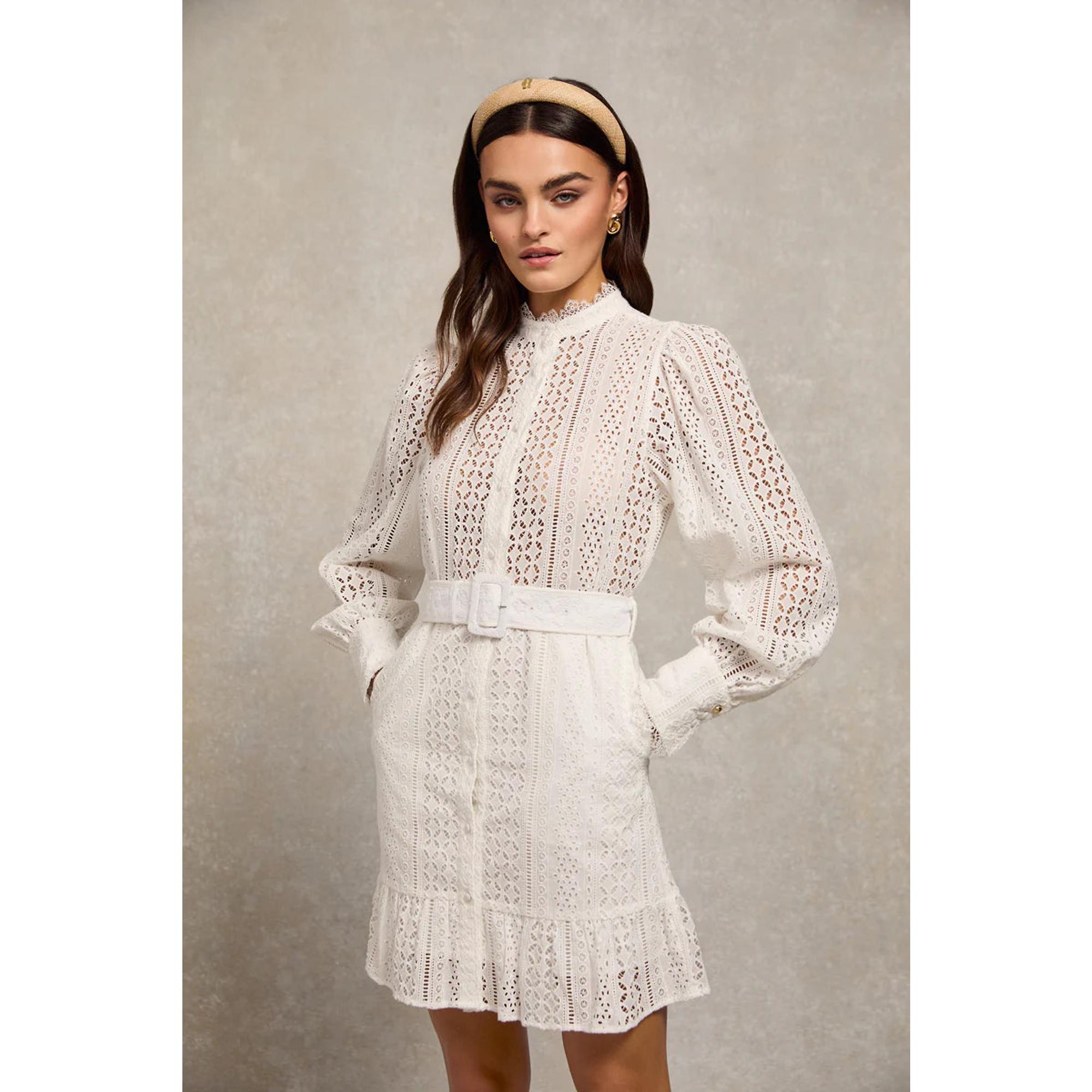 Product image 2 of 9 of Holland Cooper Women's Collarless Broderie Mini Dress - White