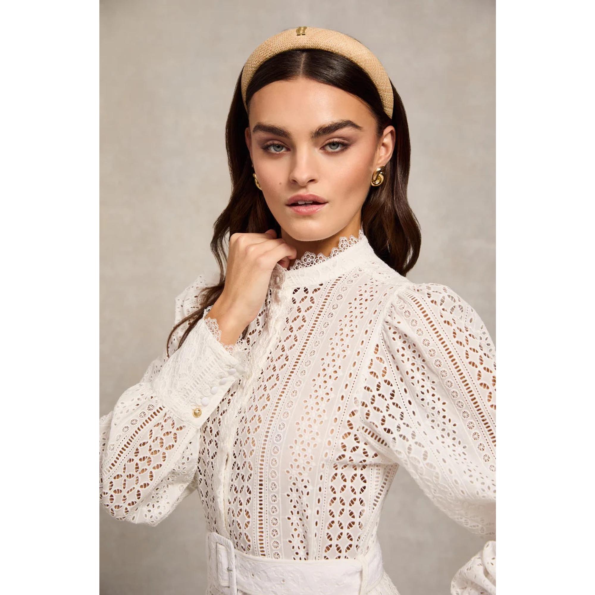 Product image 7 of 9 of Holland Cooper Women's Collarless Broderie Mini Dress - White